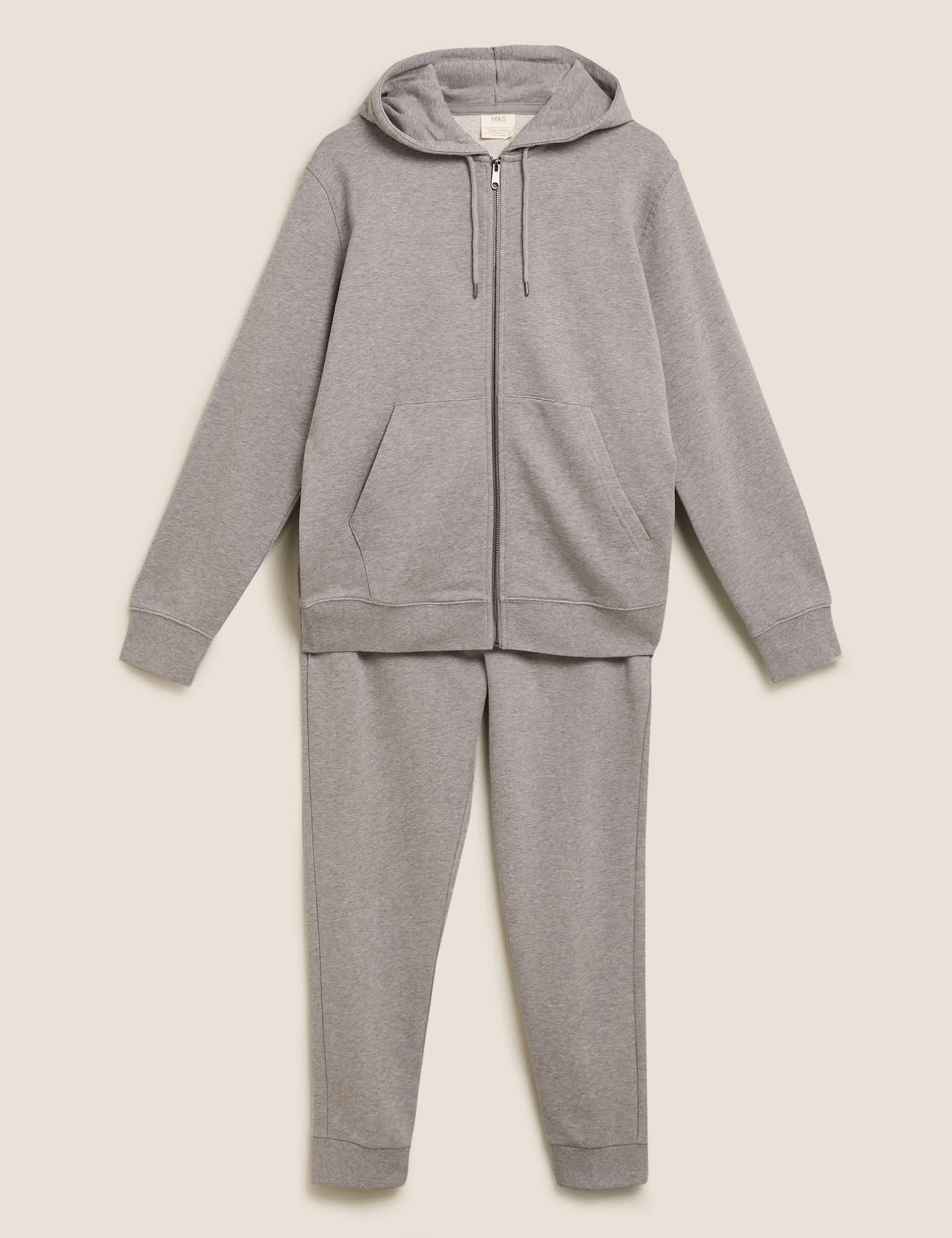 M&S Men's Pure Cotton Zip Up Hoodie & Joggers Set