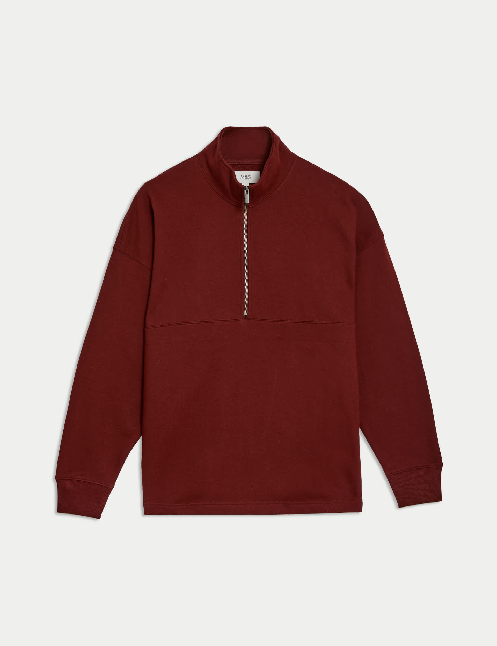 M&S Men's Cotton Rich Funnel Neck Half Zip Sweatshirt