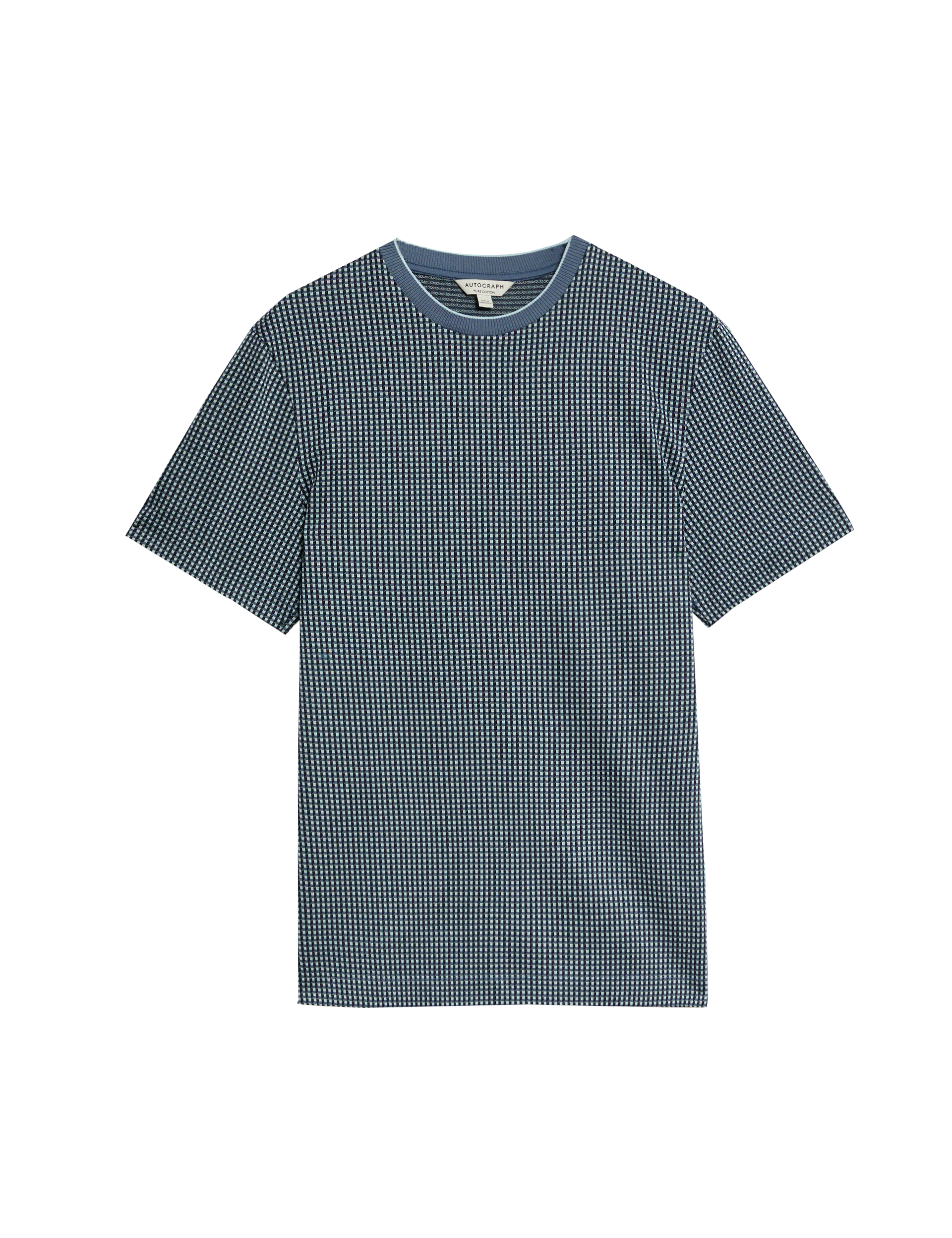 Autograph Men's Pure Cotton Jacquard T-Shirt - SREG - Dark Navy Mix, Dark Navy Mix