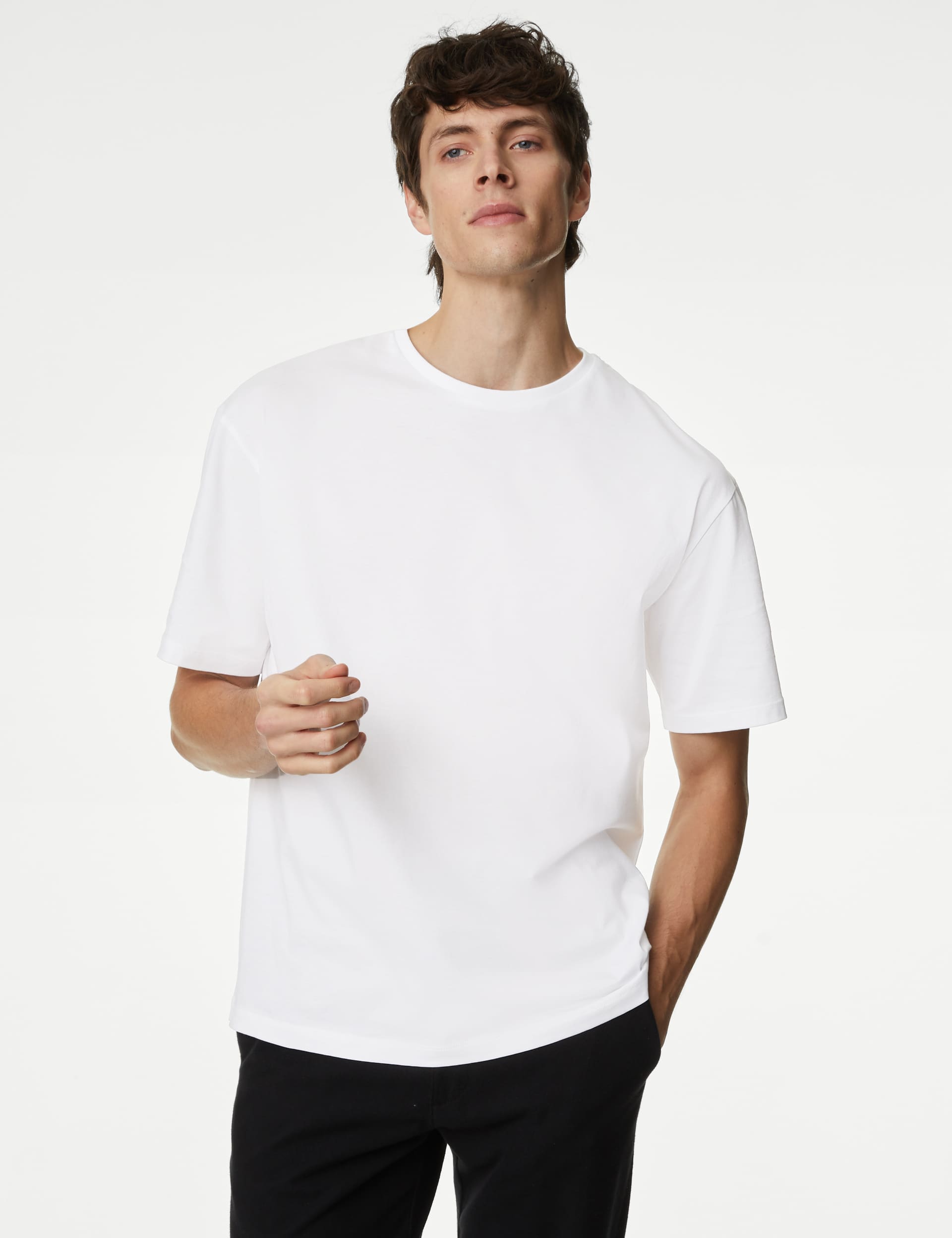 Autograph Men's Pure Supima Cotton Oversized T-Shirt - XXLREG - White, White,Dark Navy,Sage Green,Bl