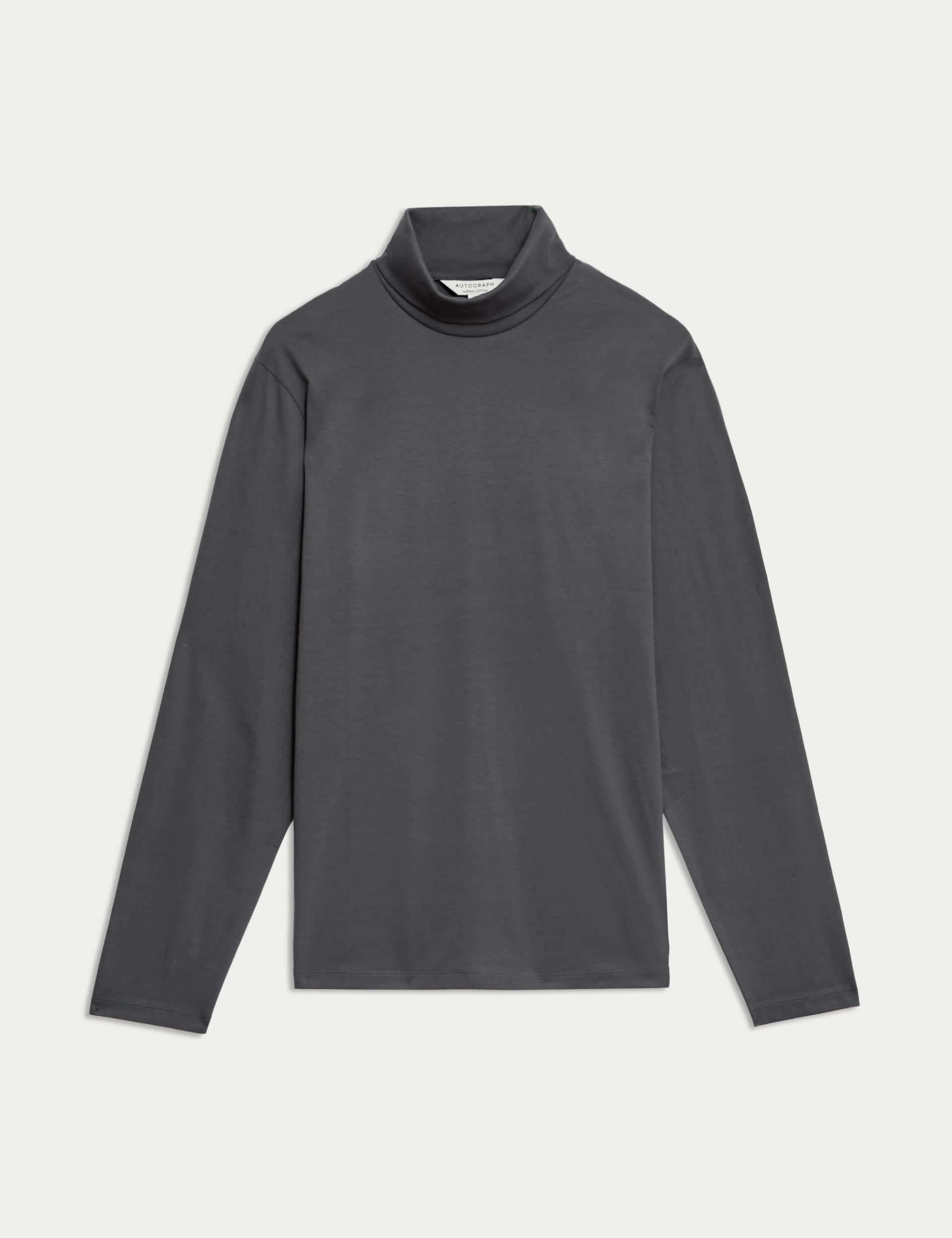 Autograph Men's Pure Supima® Cotton Long Sleeve T-Shirt - LREG - Dark Pewter, Dark Pewter,Stone,Black,Dark Navy,Raisin