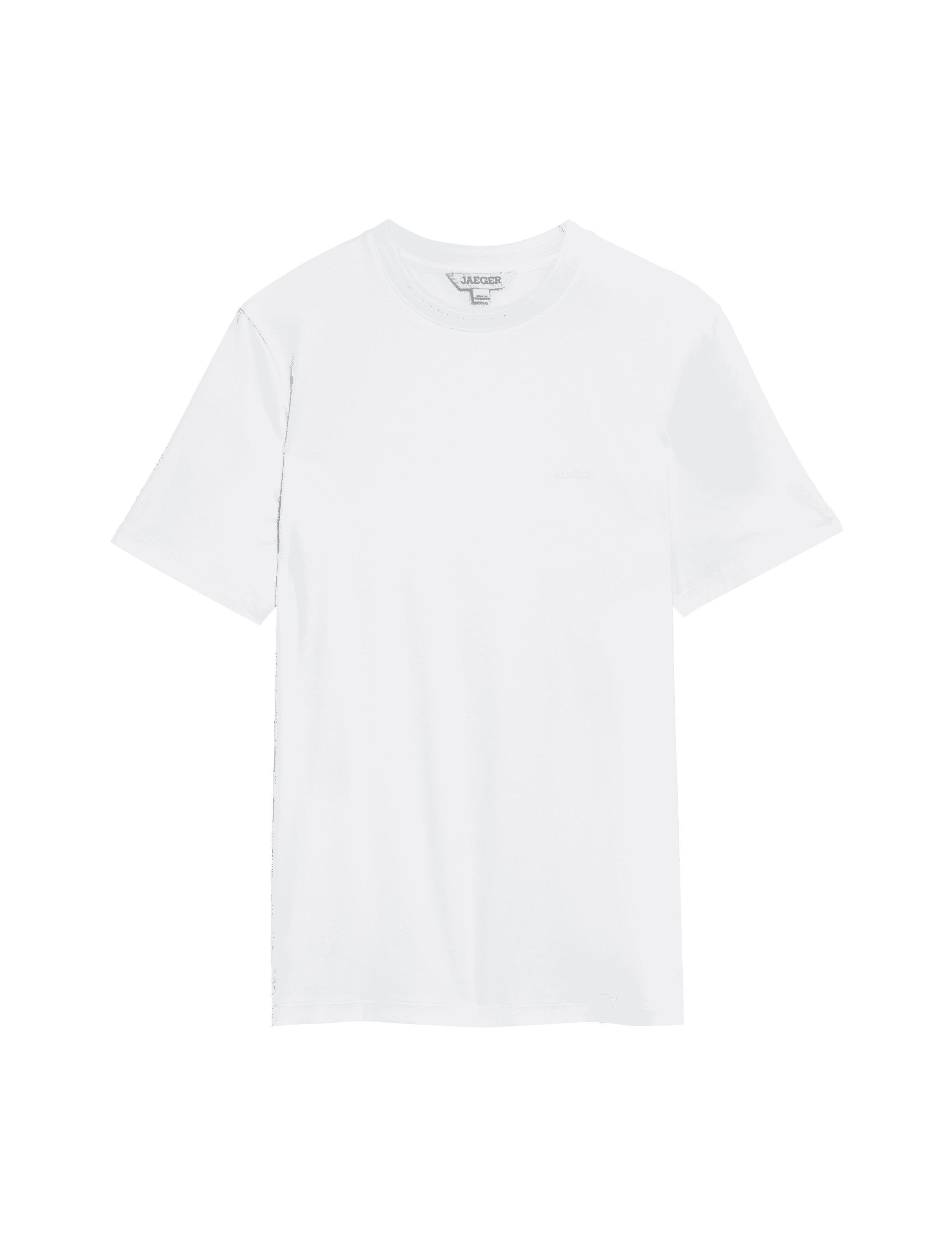 Jaeger Men's Pure Cotton T-Shirt - MREG - White, White,Dark Ink,Praline