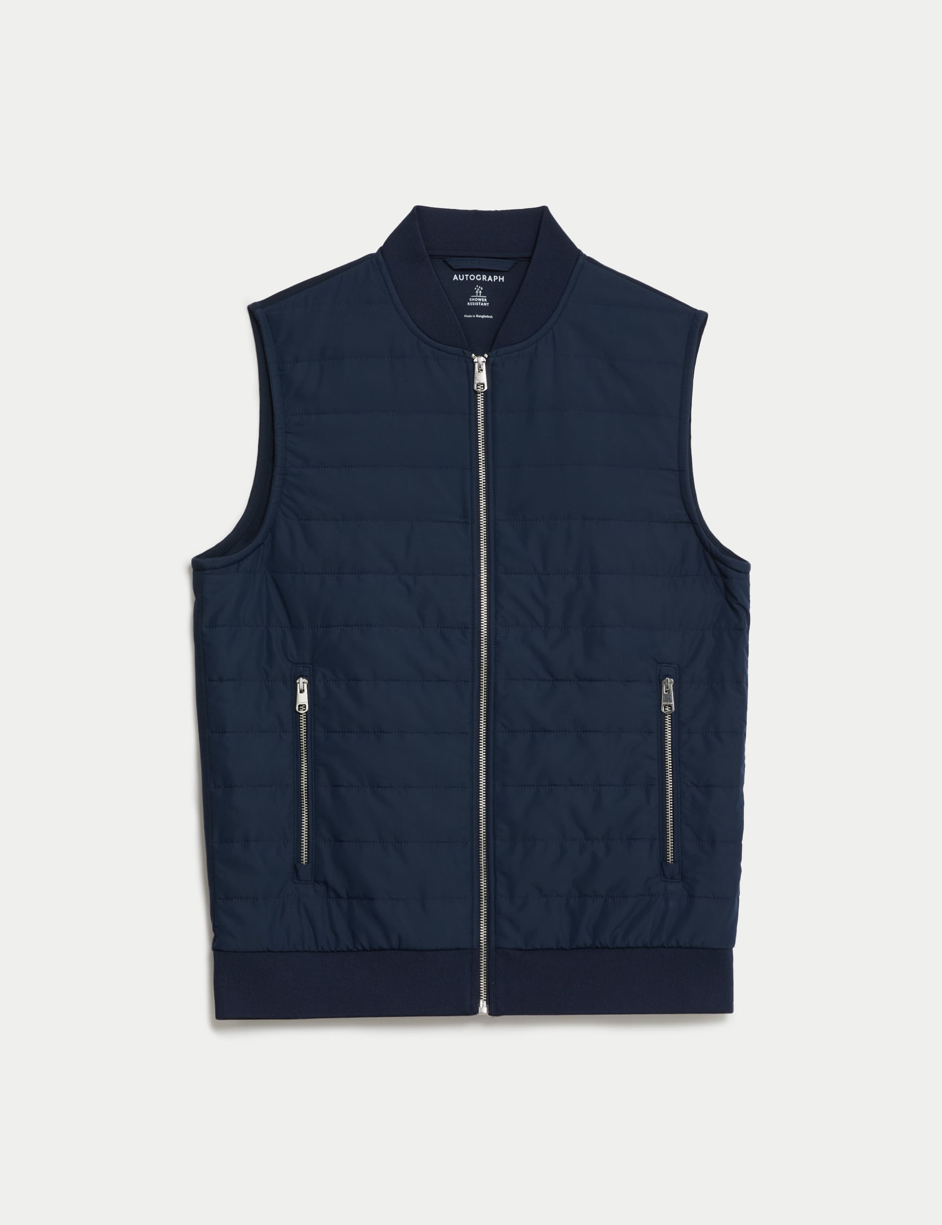 Autograph Men's Cotton Rich Zip Up Quilted Gilet with Stormwear 