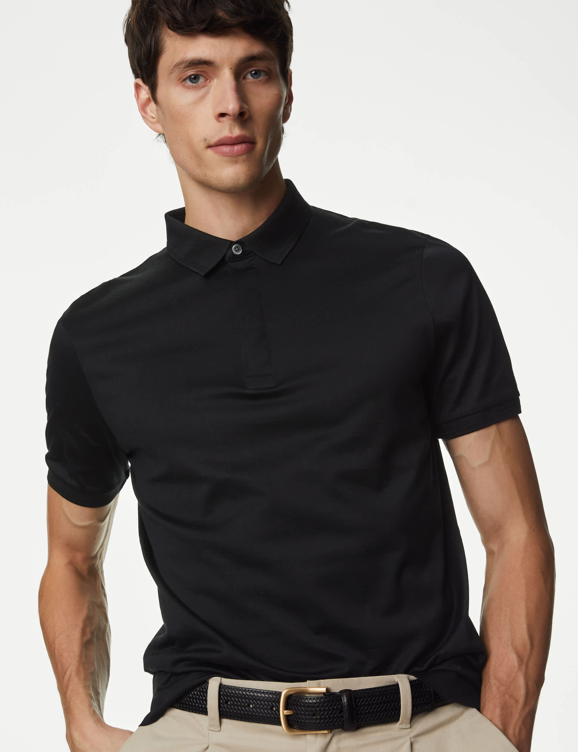 Autograph Men's Pure Supima Cotton Polo Shirt - LREG - Black, Black,Mauve,Dark Navy,Petrol,Air Forc