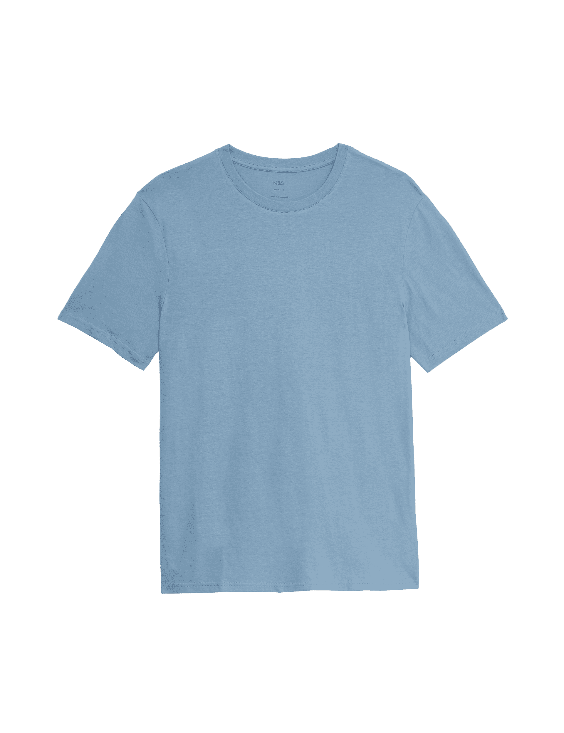 M&S Collection Men's Slim Fit Pure Cotton Crew Neck T-Shirt - MREG - Light Airforce, Dark Navy,Grey 