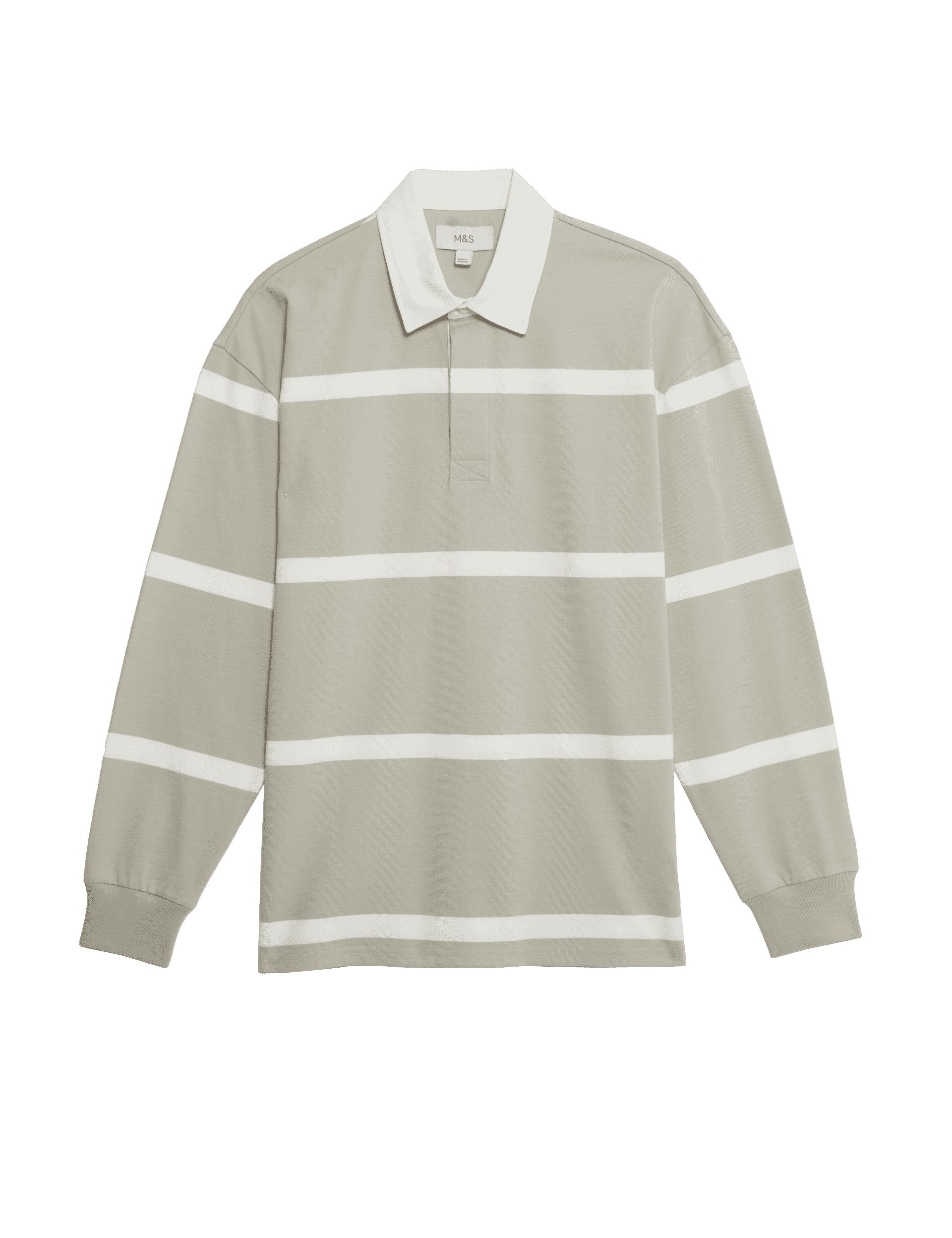 Heritage Men's Pure Cotton Striped Rugby Shirt - LREG - Putty, Putty