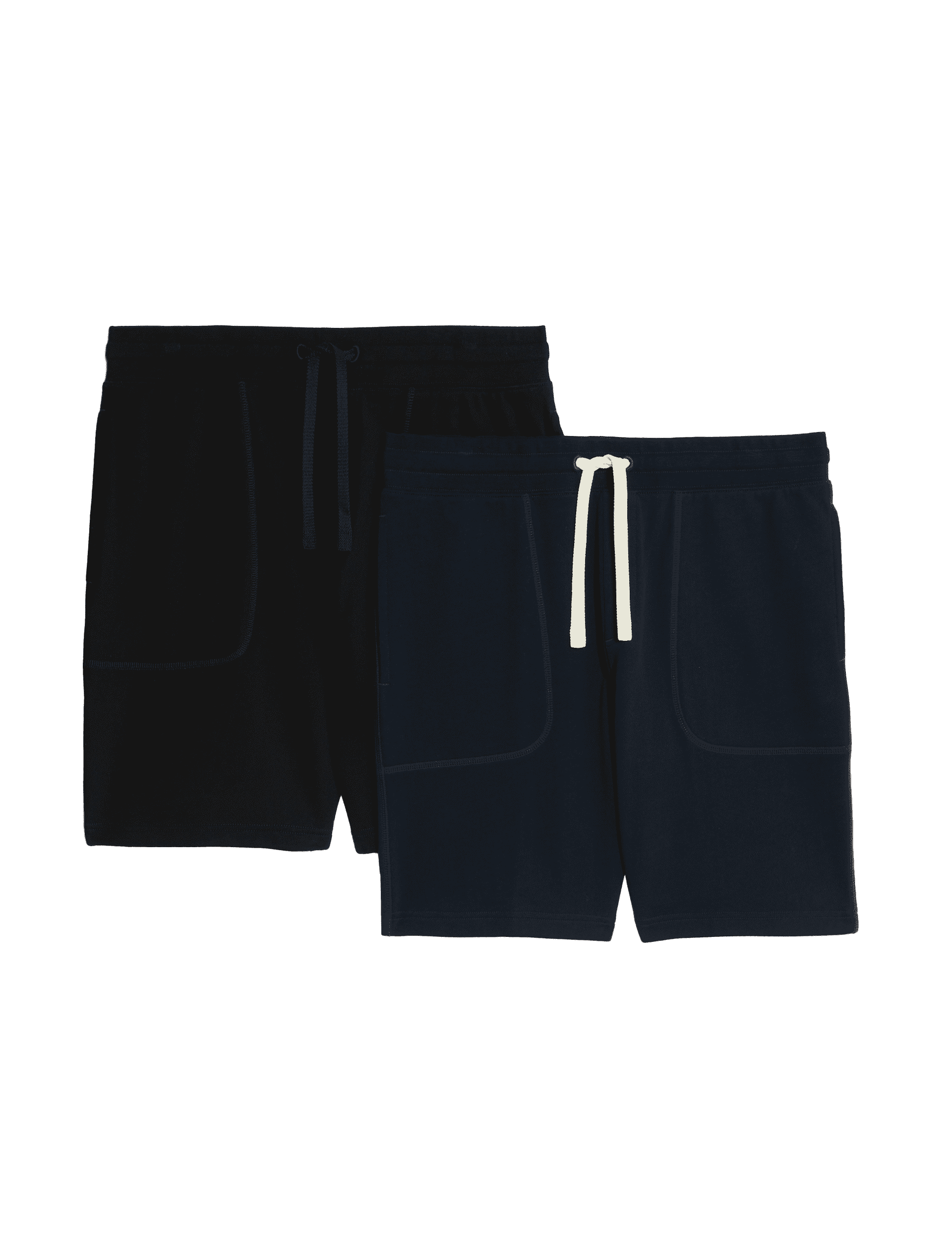 M&S Collection Men's 2 Pack Pure Cotton Jersey Shorts - LREG - Black Mix, Black Mix,Blue Mix,Grey Mi