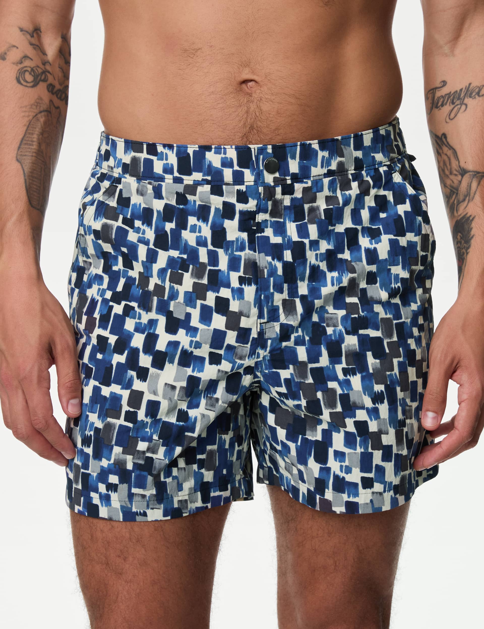 Autograph Men's Quick Dry Abstract Print Swim Shorts - XXXLREG - Blue Mix, Blue Mix