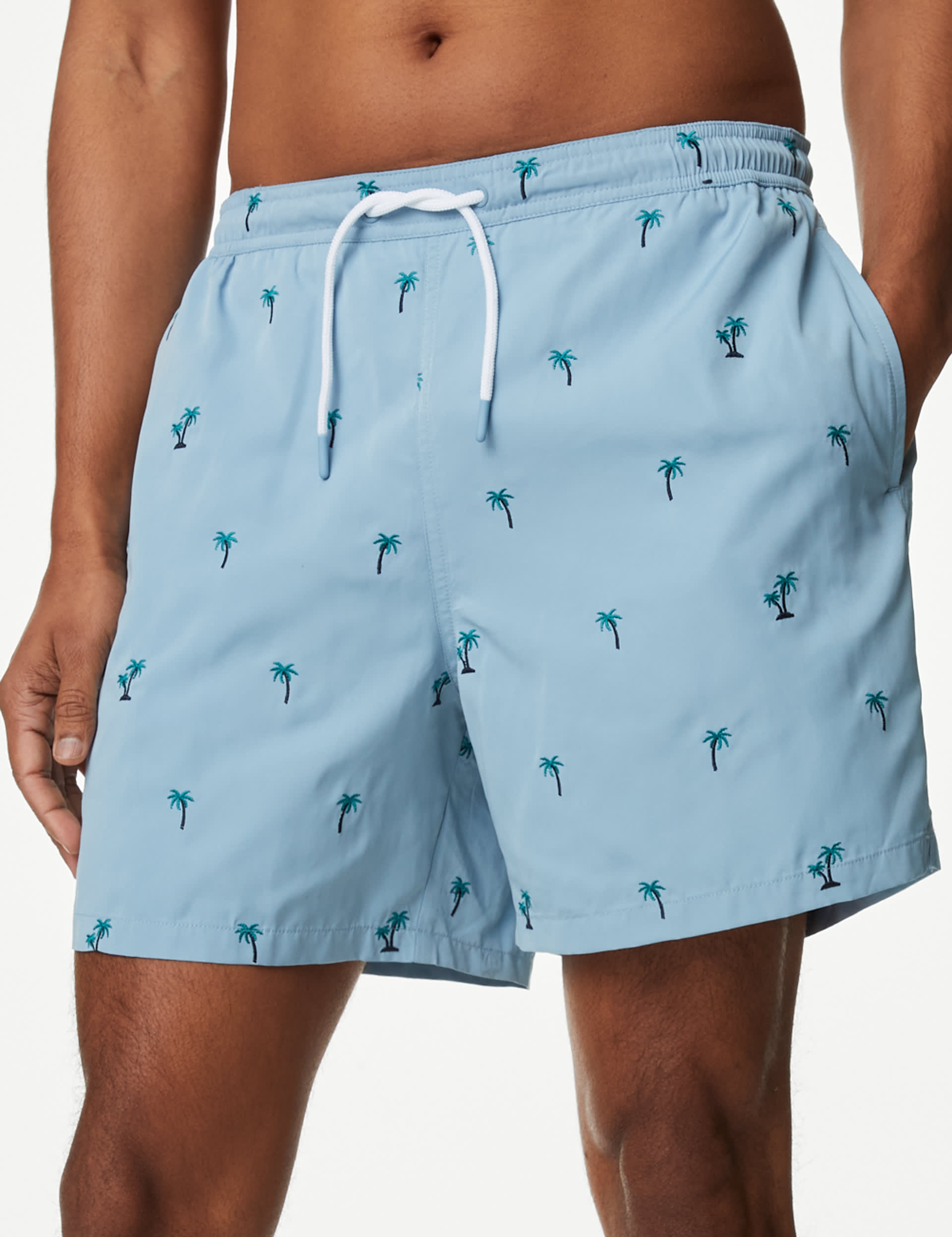 M&S Men's Quick Dry Swim Shorts - XL - Pale Blue, Dark Navy,Pale Blue