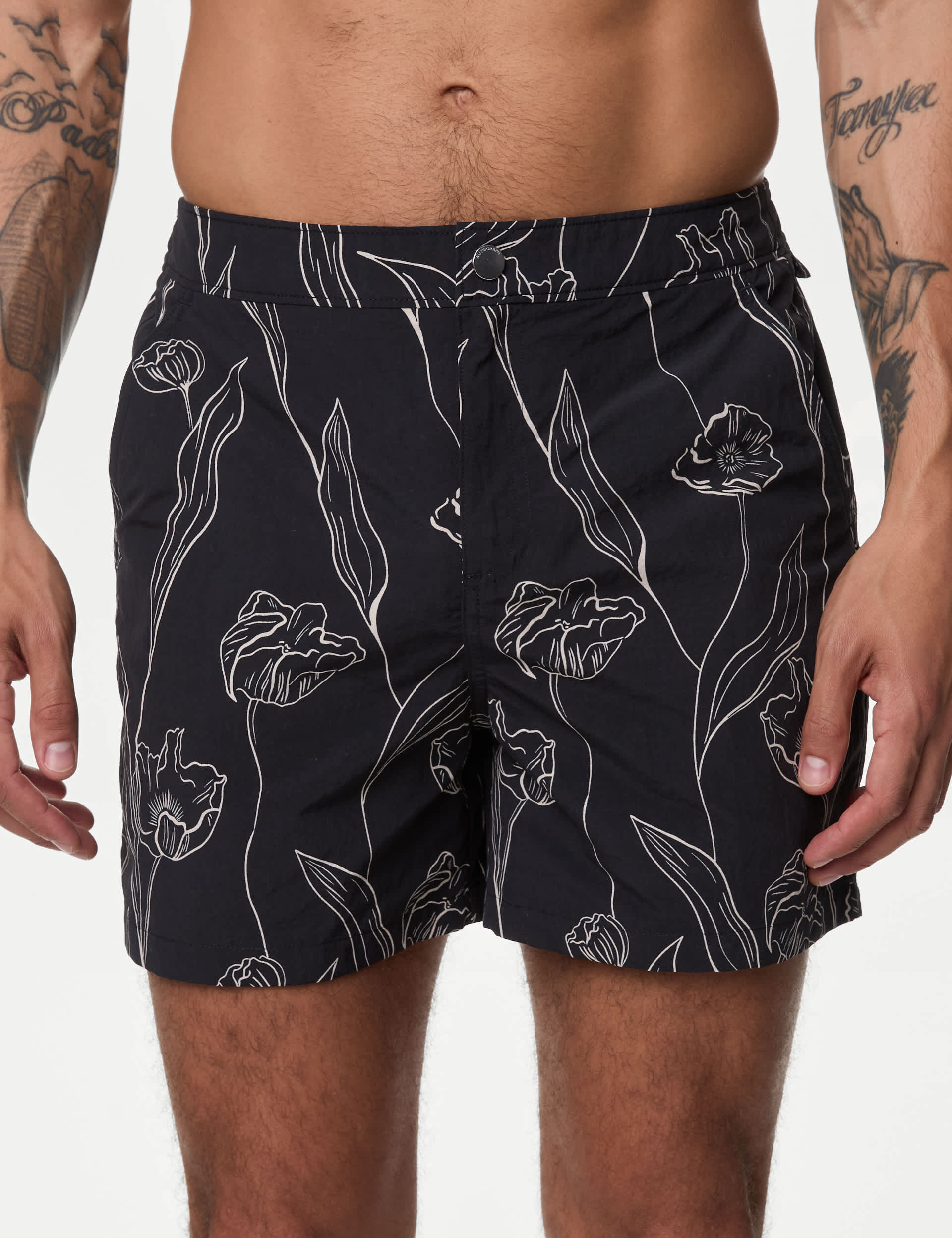 Autograph Men's Quick Dry Floral Swim Shorts - MREG - Black Mix, Black Mix