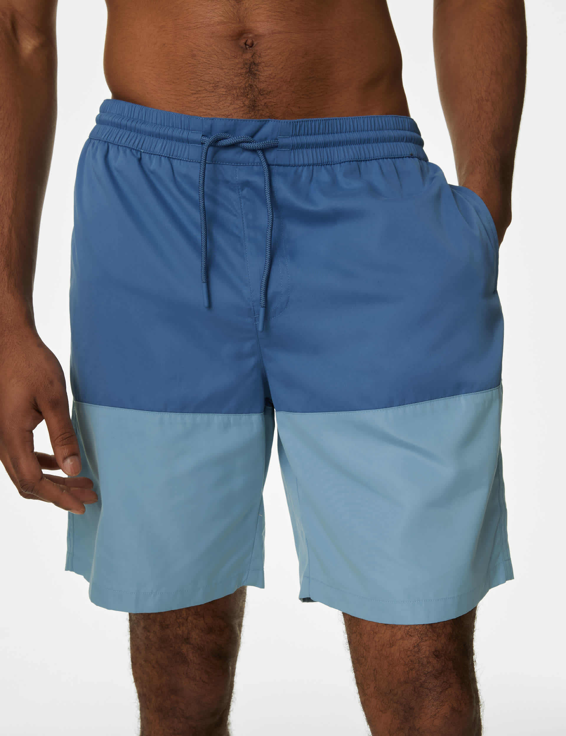 M&S Men's Quick Dry Longer Length Swim Shorts - XL - Blue Mix, Blue Mix