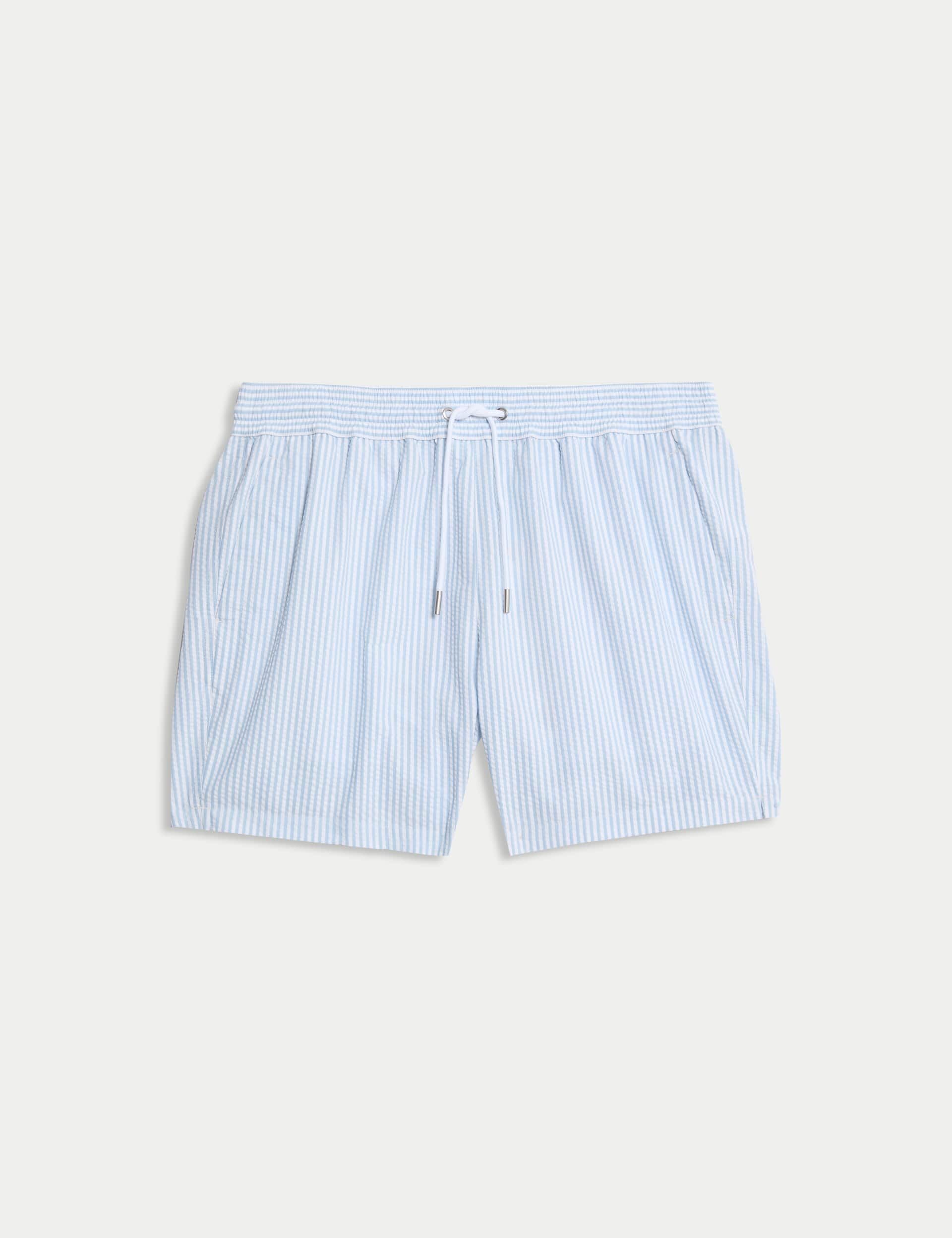 M&S Collection Men's Pocketed Striped Seersucker Swim Shorts - MMID - Light Airforce, Light Airforce