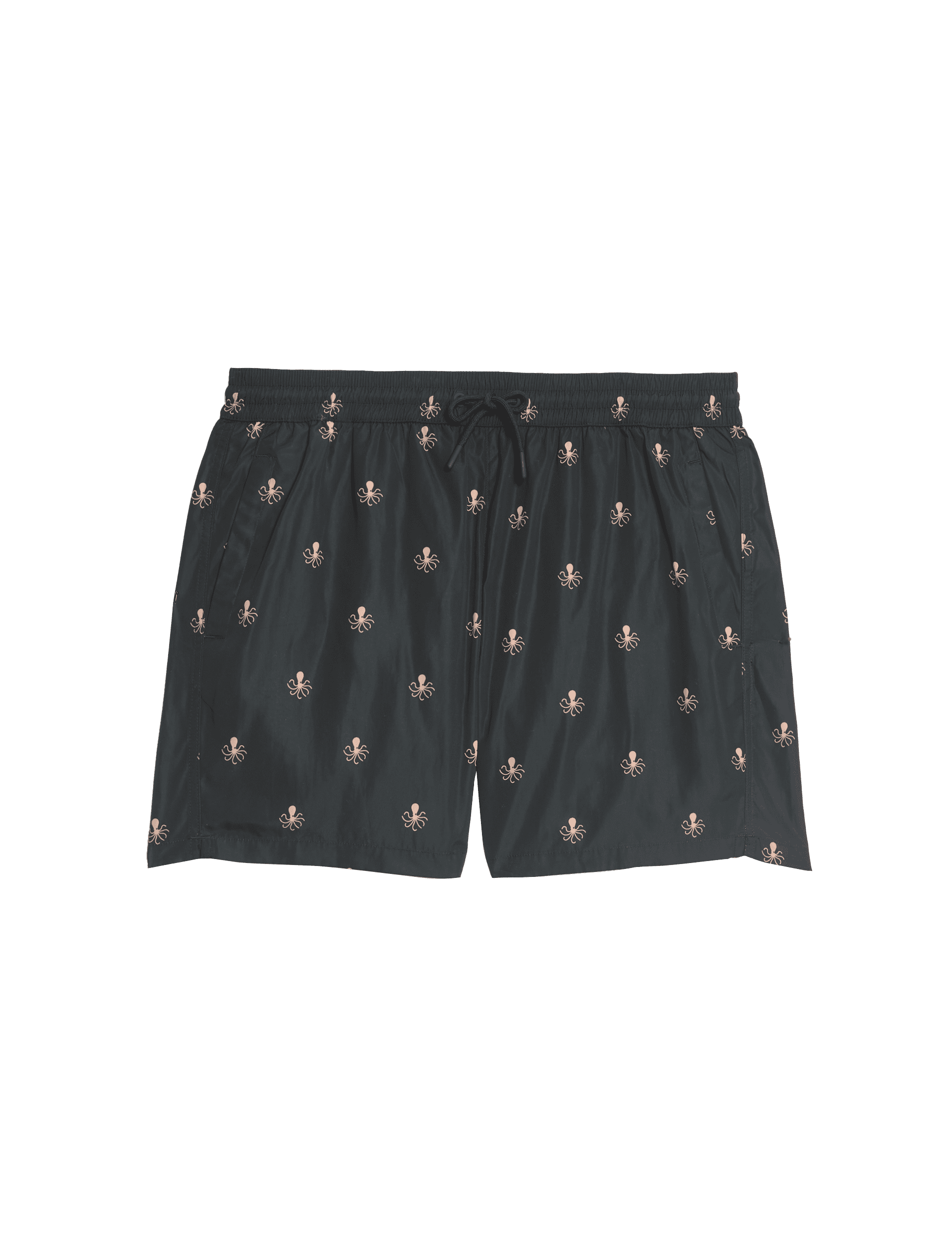 M&S Collection Men's Quick Dry Printed Swim Shorts - MMID - Black, Black