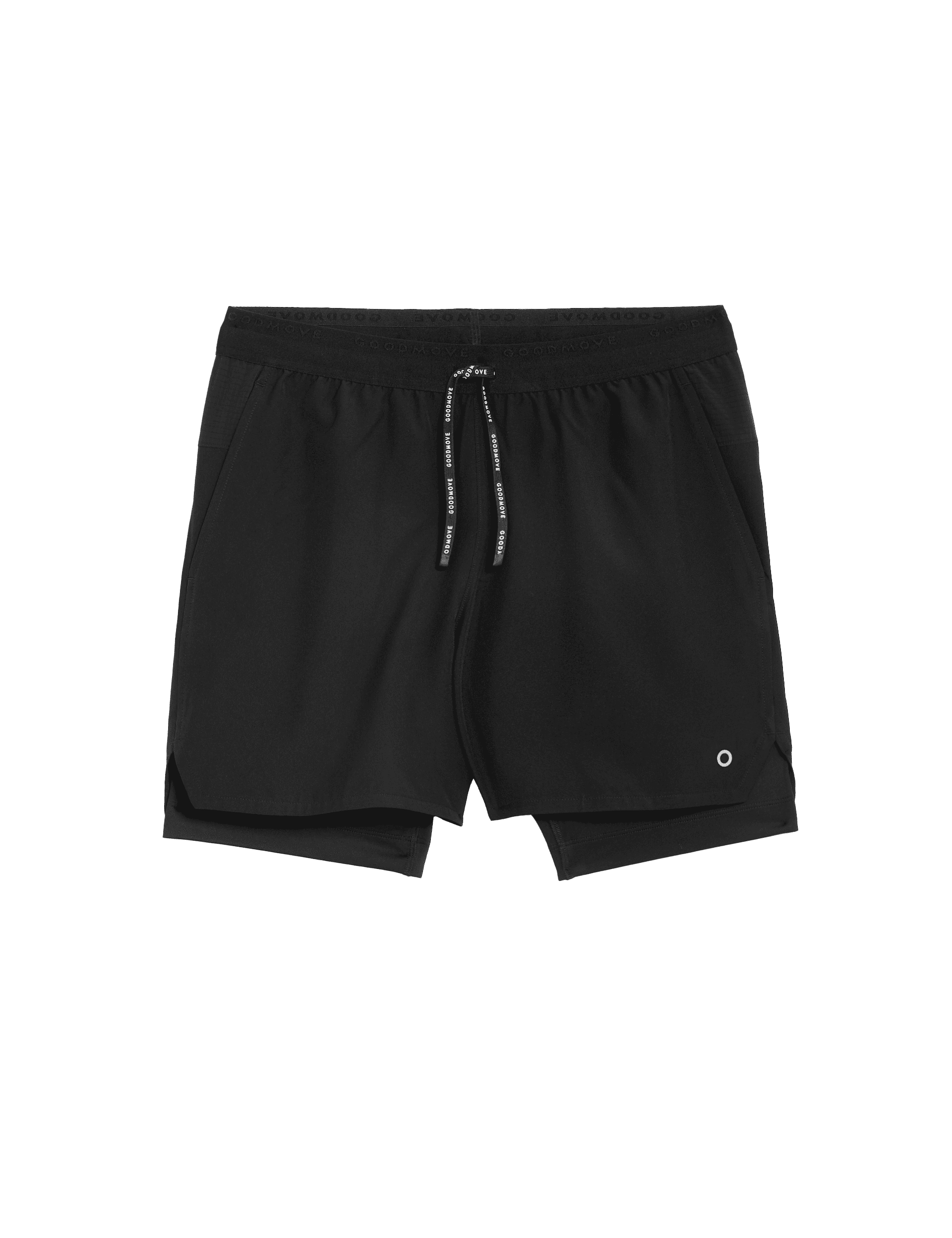 Goodmove Men's Layered Sport Shorts - MREG - Black, Bright Blue,Black,Pine Green