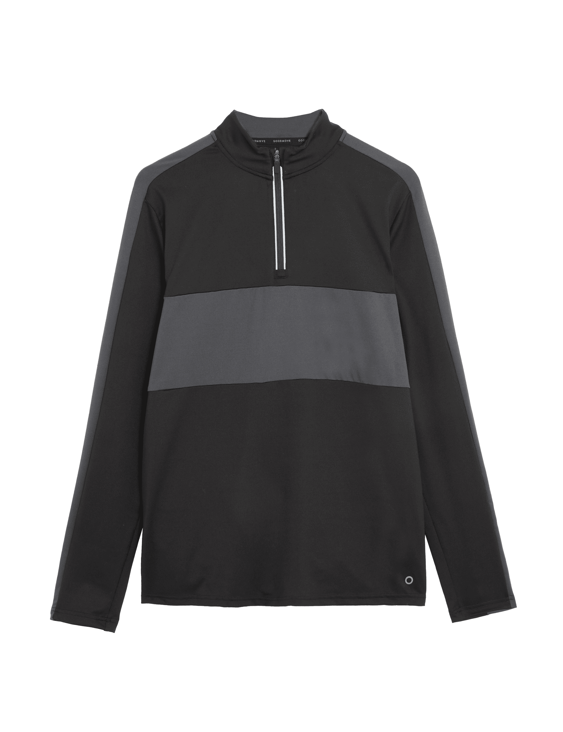 Goodmove Men's Colour Block Half Zip Top - SREG - Black Mix, Black Mix