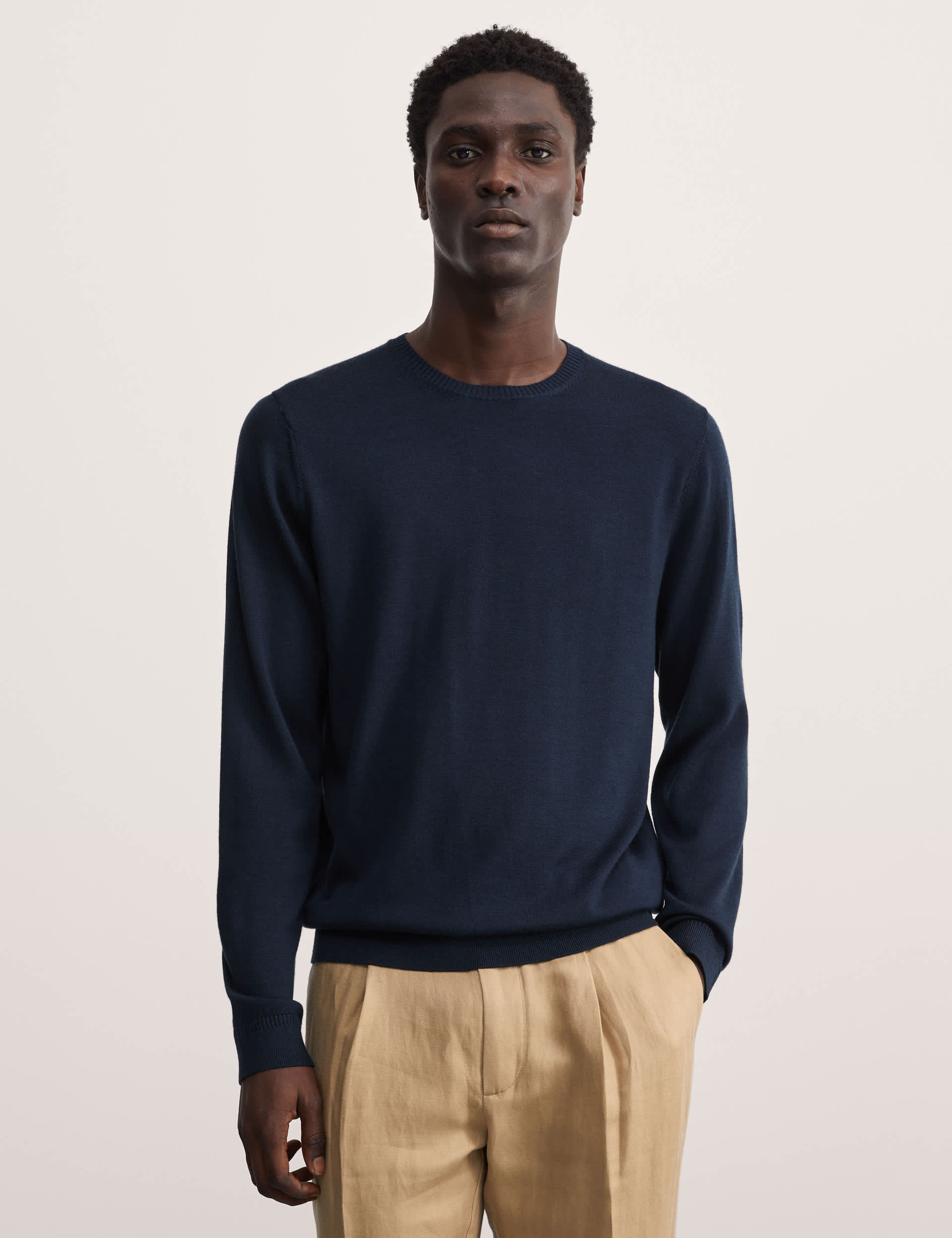 Jaeger Men's Merino Wool Rich Knitted Jumper with Silk