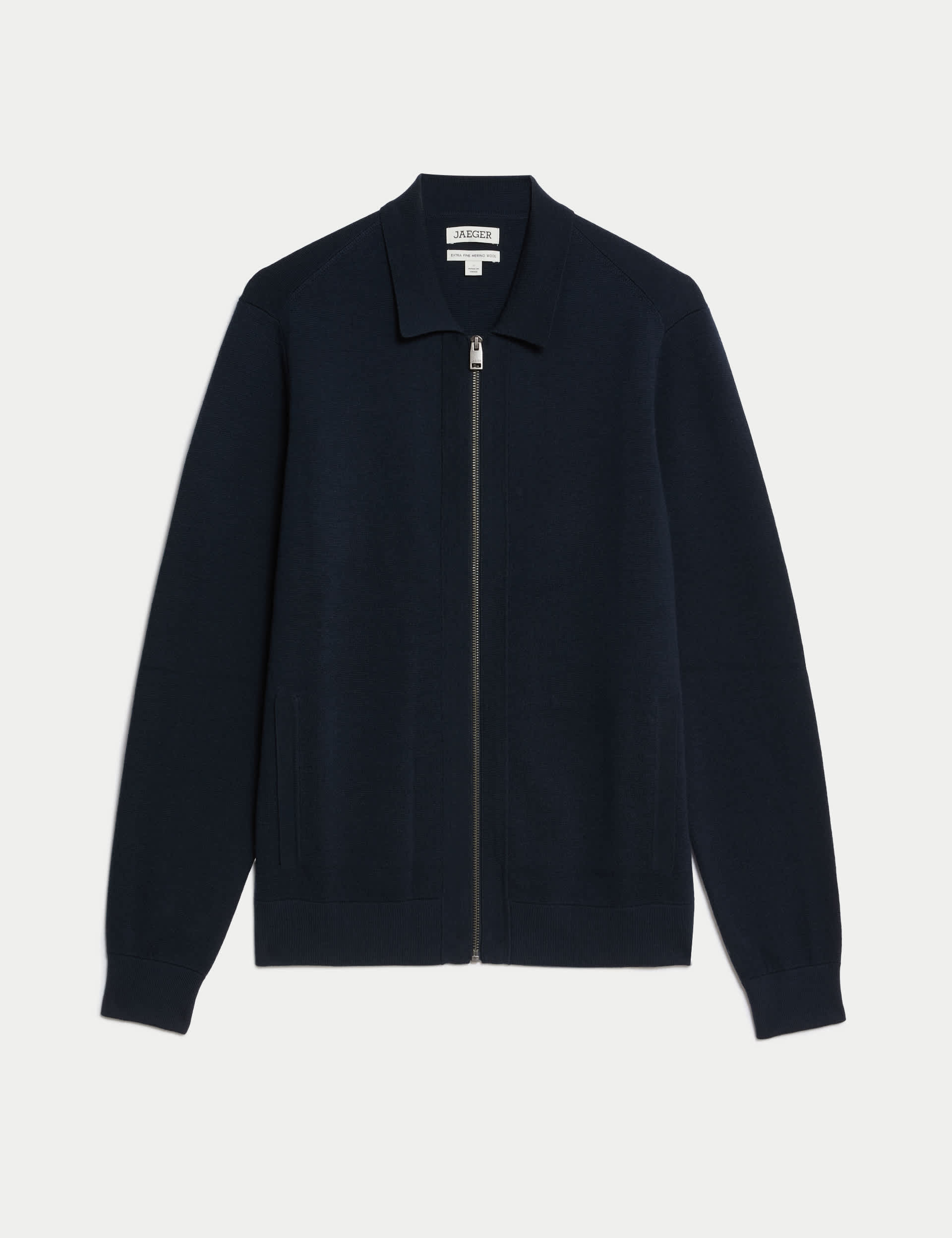Jaeger Men's Pure Extra-Fine Merino Wool Knitted Jacket