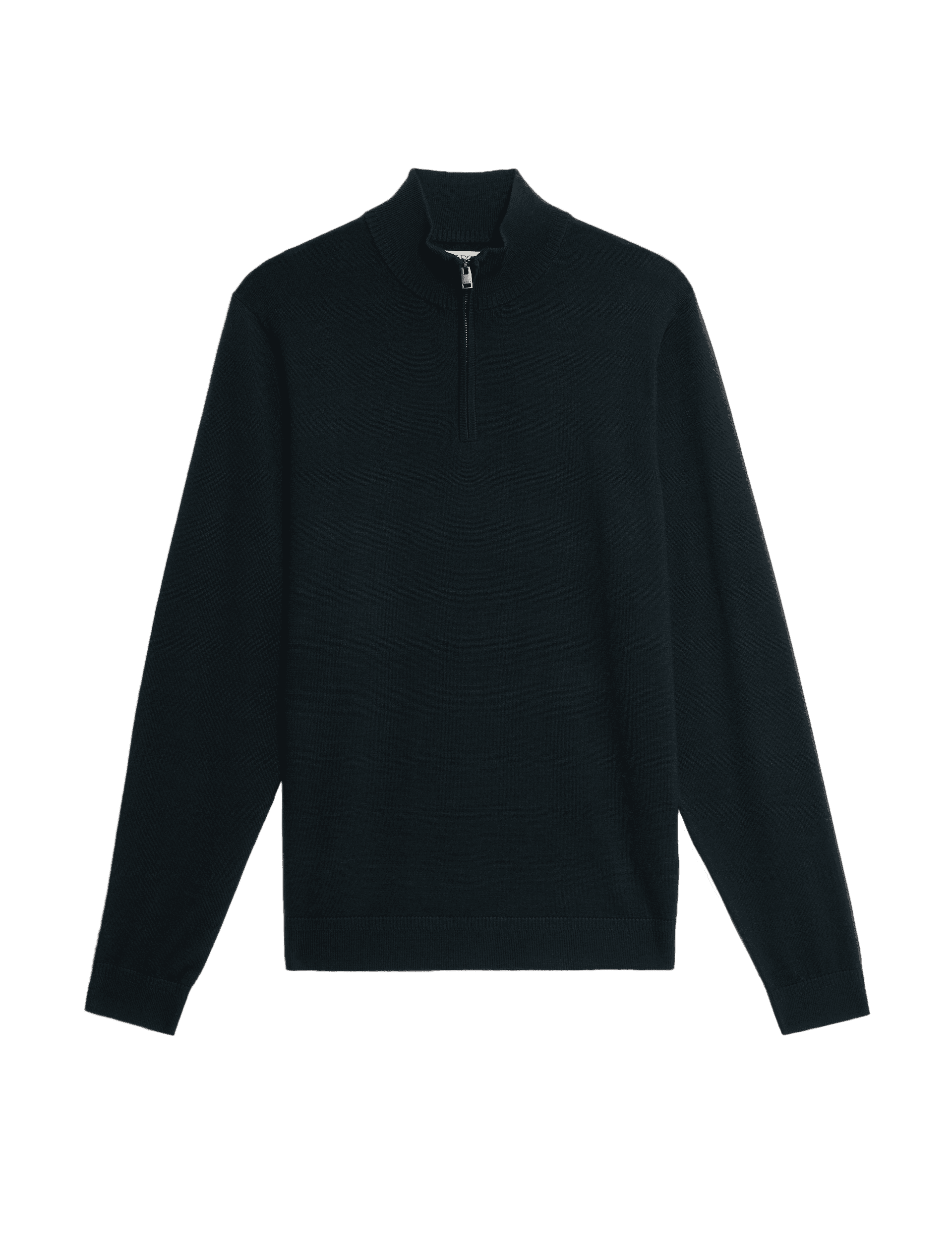 Jaeger Men's Merino Wool Rich with Silk Half Zip Jumper - LREG - Navy, Navy