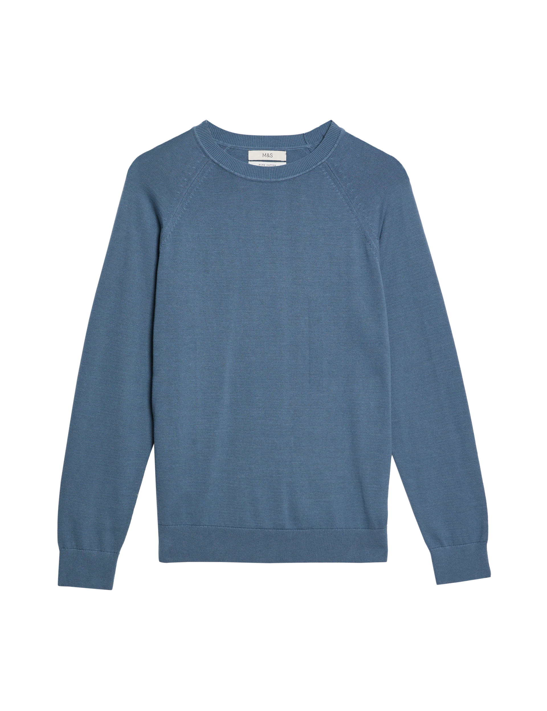 M&S Collection Men's Pure Cotton Crew Neck Jumper - LREG - Air Force Blue, Black,Ecru,Mushroom,Dark 