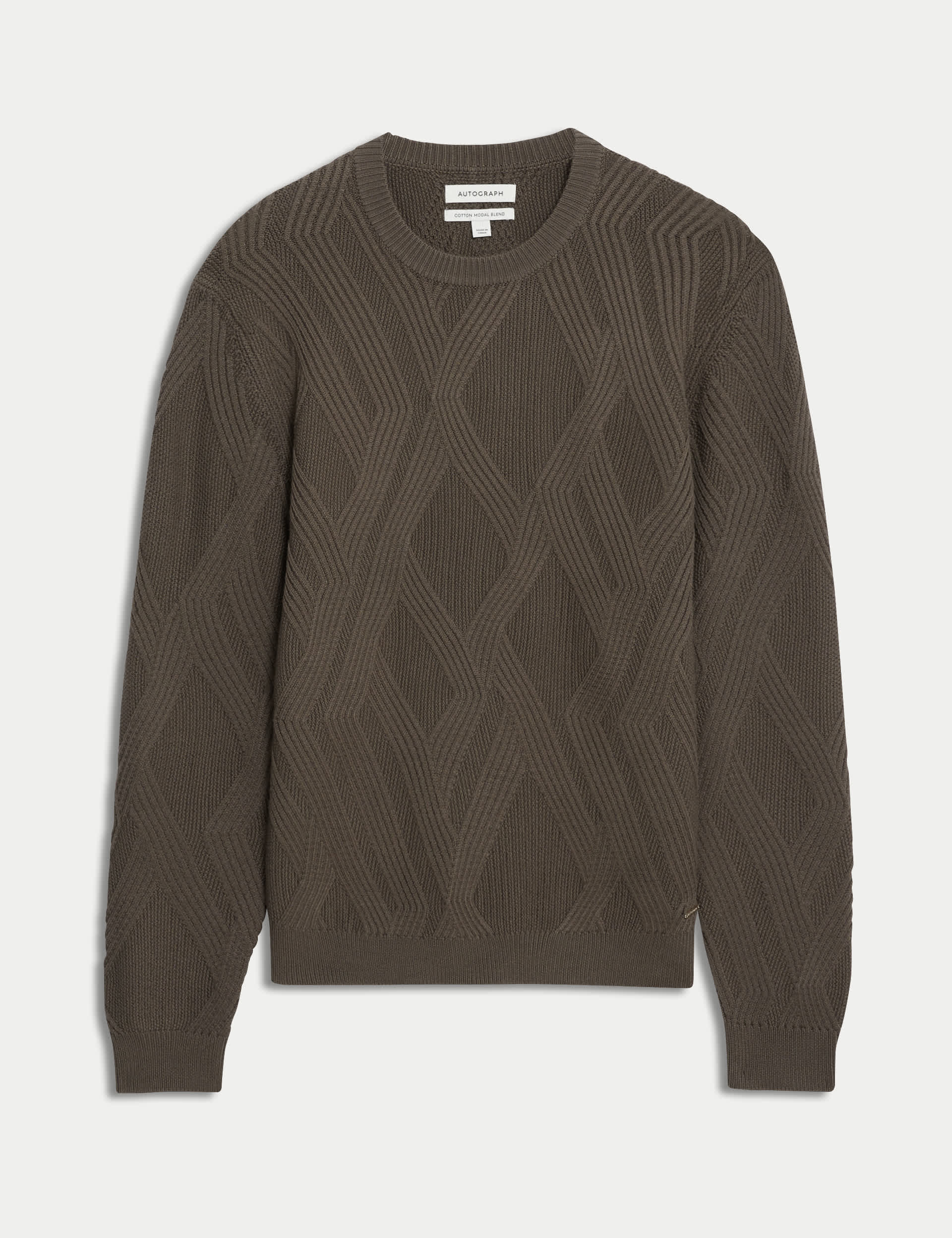 Autograph Men's Cotton Modal Blend Textured Knitted Jumper