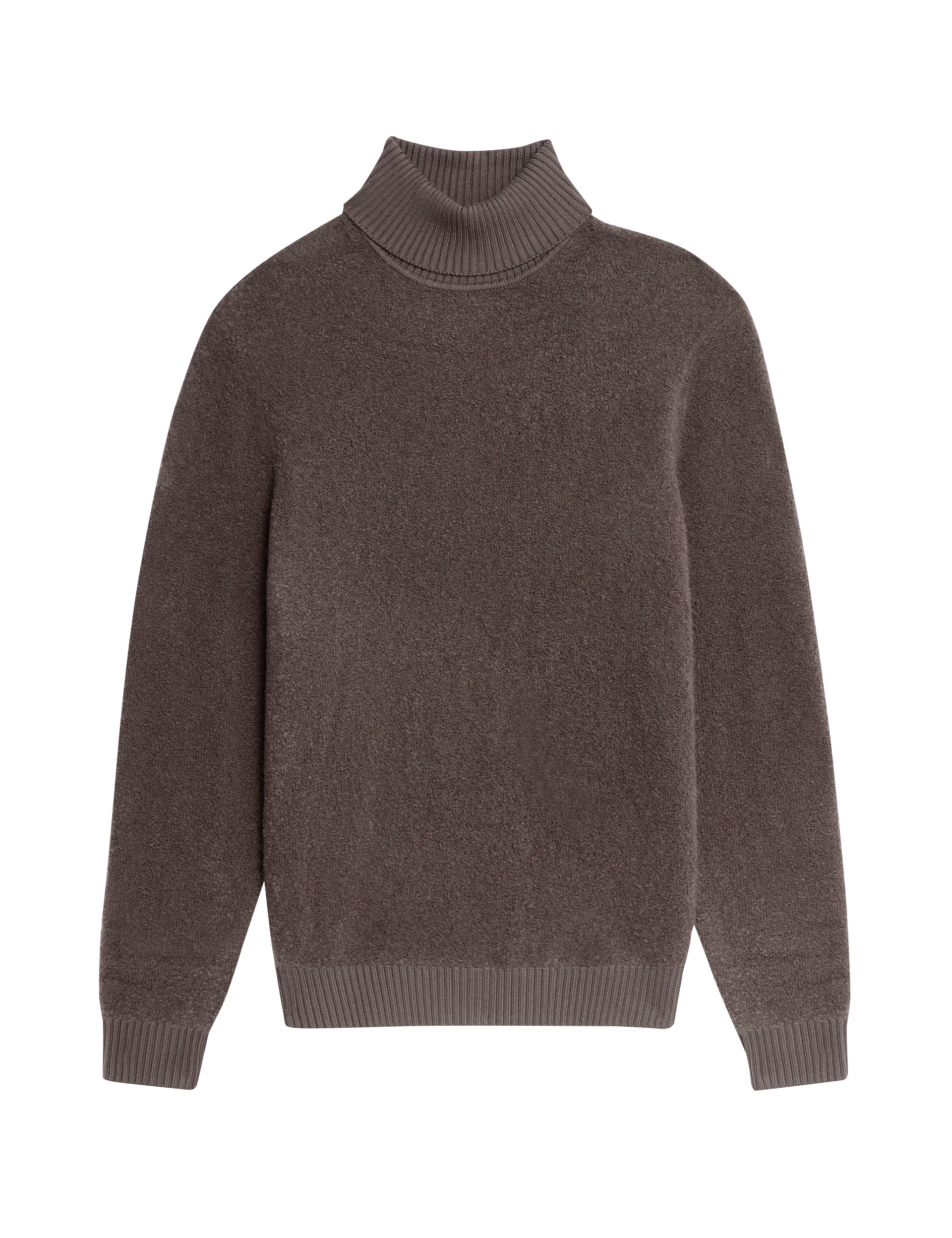 Autograph Men's Merino Wool Rich Boucl Roll Neck Jumper - LREG - Medium Brown, Medium Brown