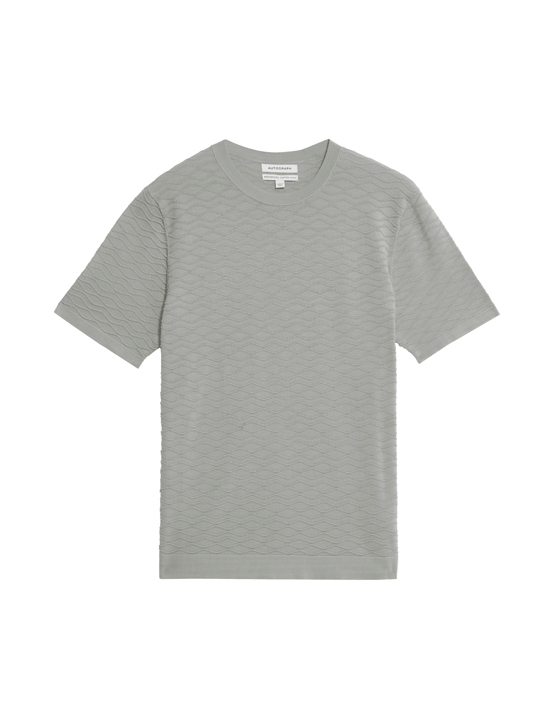 Autograph Men's Cotton Rich Textured Knitted T-Shirt - LREG - Dove, Dove