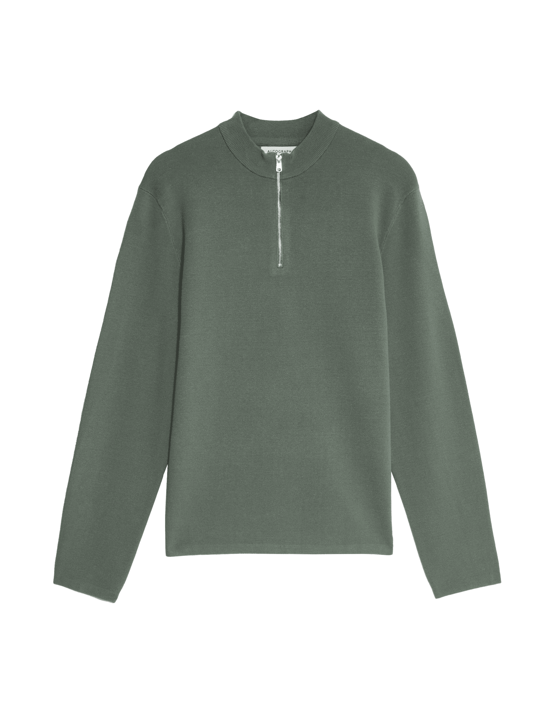 Autograph Men's Half Zip Mock Neck Jumper - LREG - Smokey Green, Smokey Green,Navy