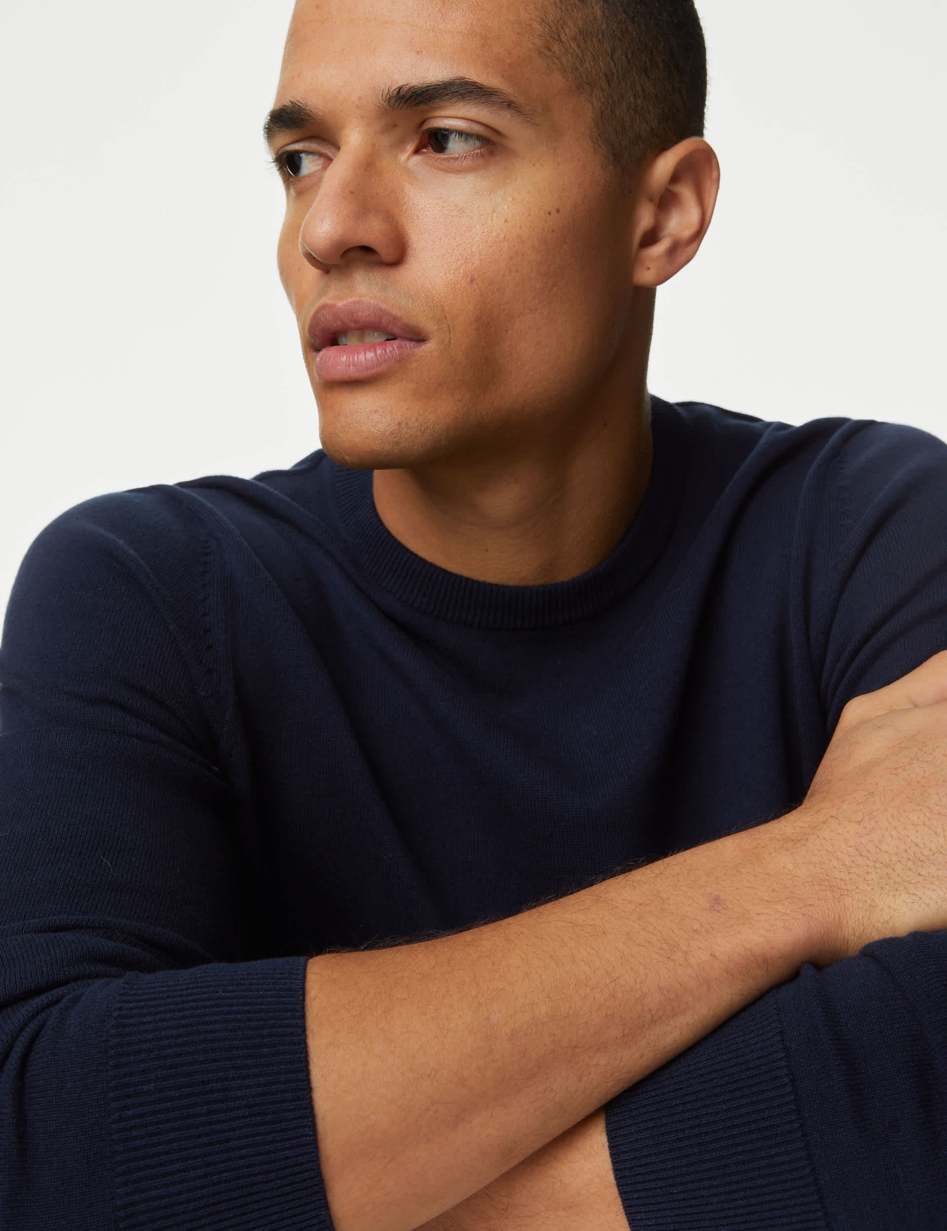 M&S Men's Pure Cotton Crew Neck Jumper