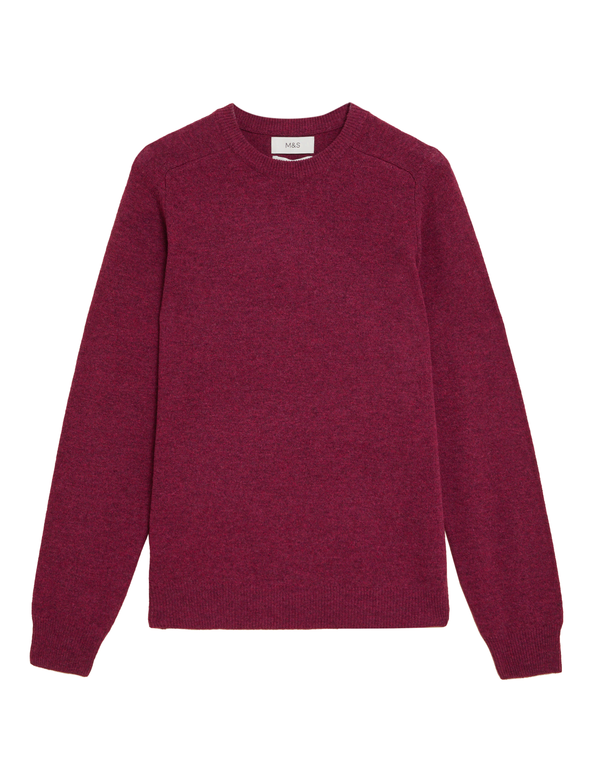 M&S Collection Men's Pure Extra Fine Lambswool Crew Neck Jumper - LLNG - Magenta, Magenta