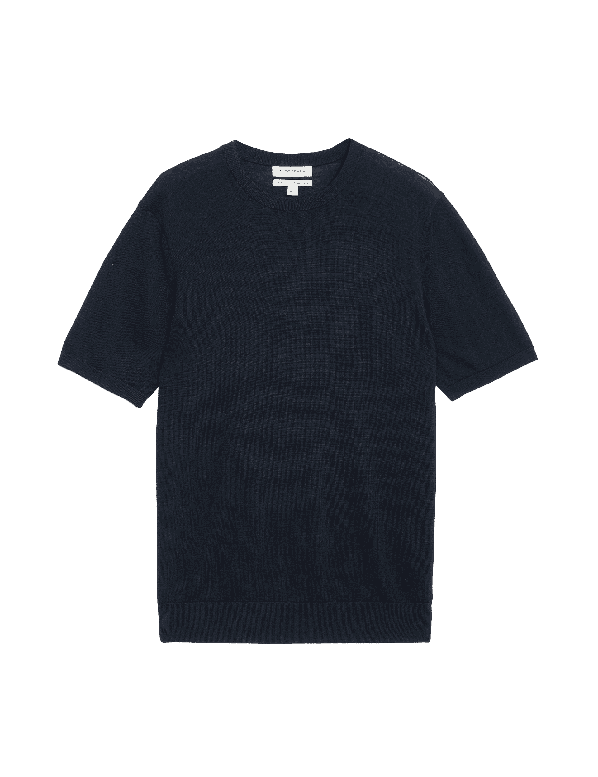 Autograph Men's Pure Extra Fine Merino Wool Knitted T-Shirt - MREG - Navy, Navy,Black