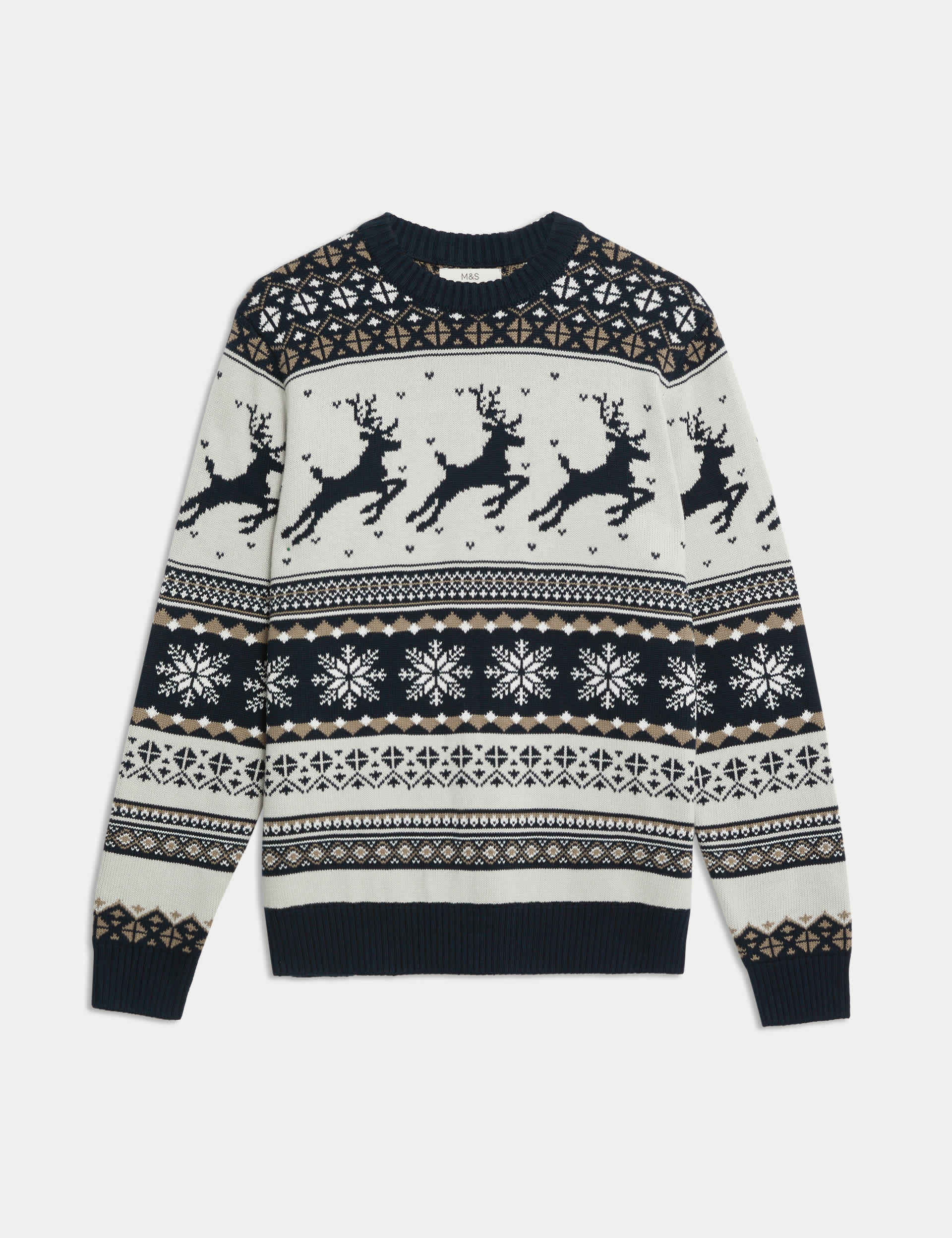 M&S Men's Pure Cotton Fair Isle Christmas Jumper