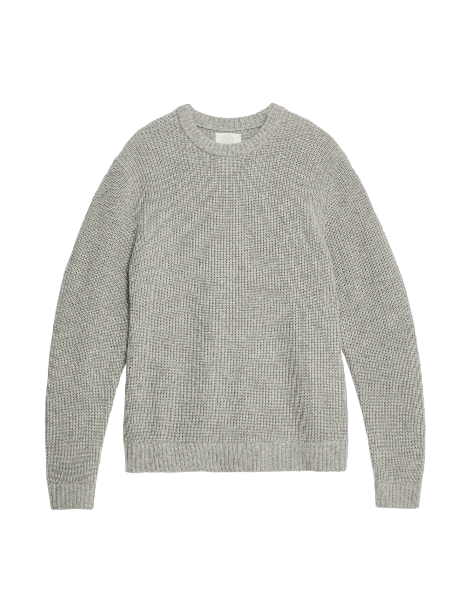 M&S Collection Men's Lambswool Blend Textured Crew Neck Jumper - XLREG - Light Grey Mix, Light Blue 