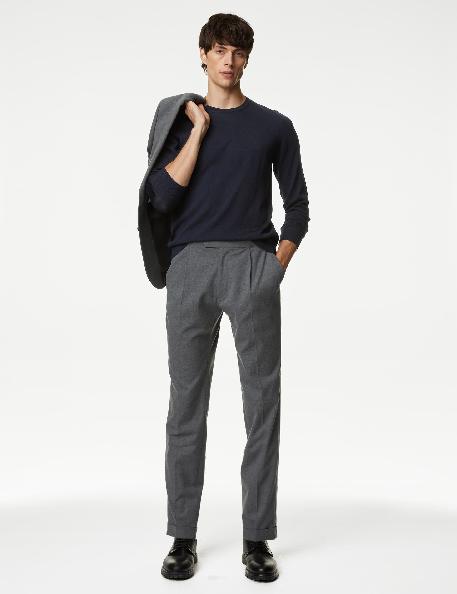 Autograph Men's Pure Extra Fine Merino Wool Crew Neck Jumper