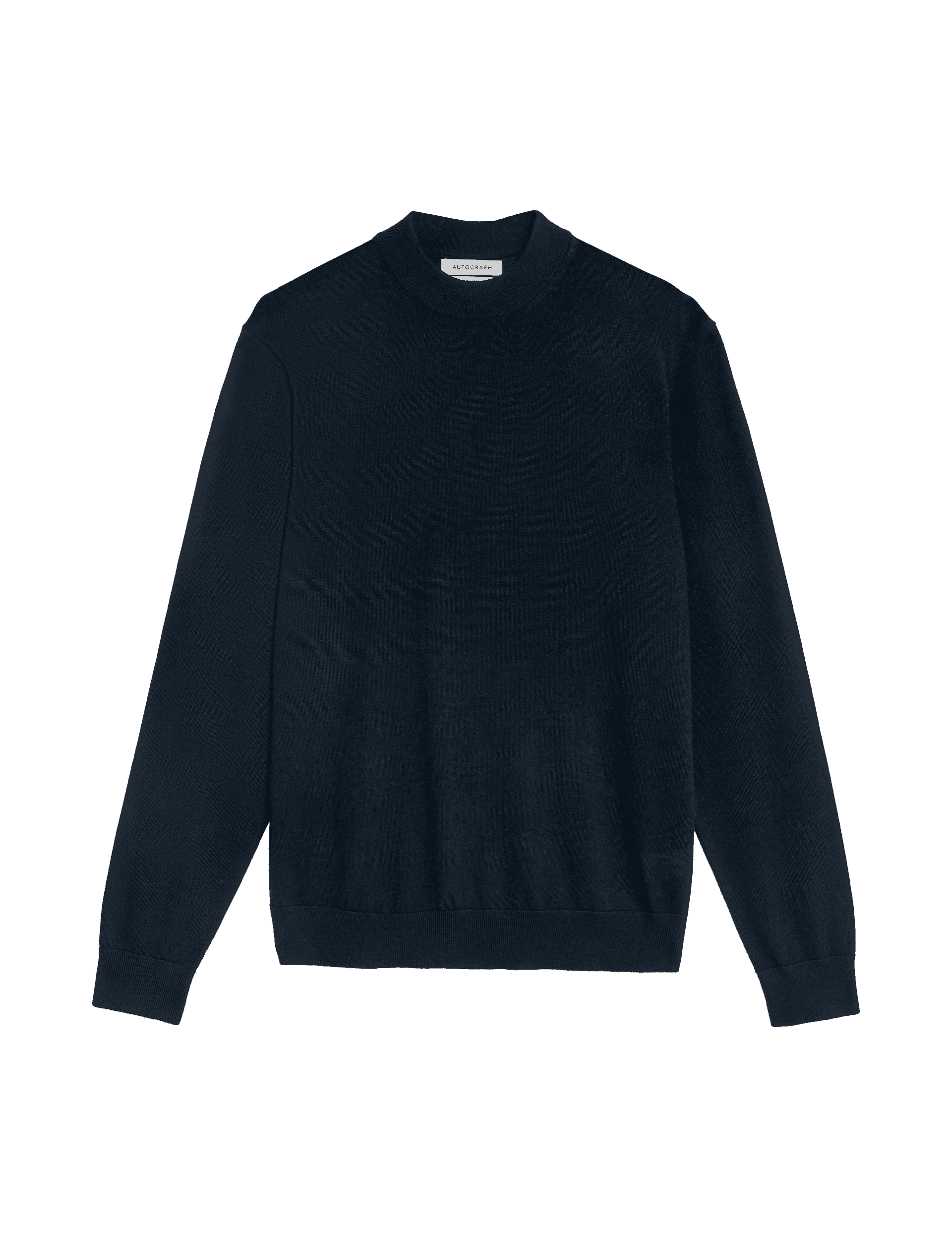 Autograph Men's Pure Extra Fine Merino Wool High Neck Jumper - LREG - Dark Navy, Dark Navy,Black