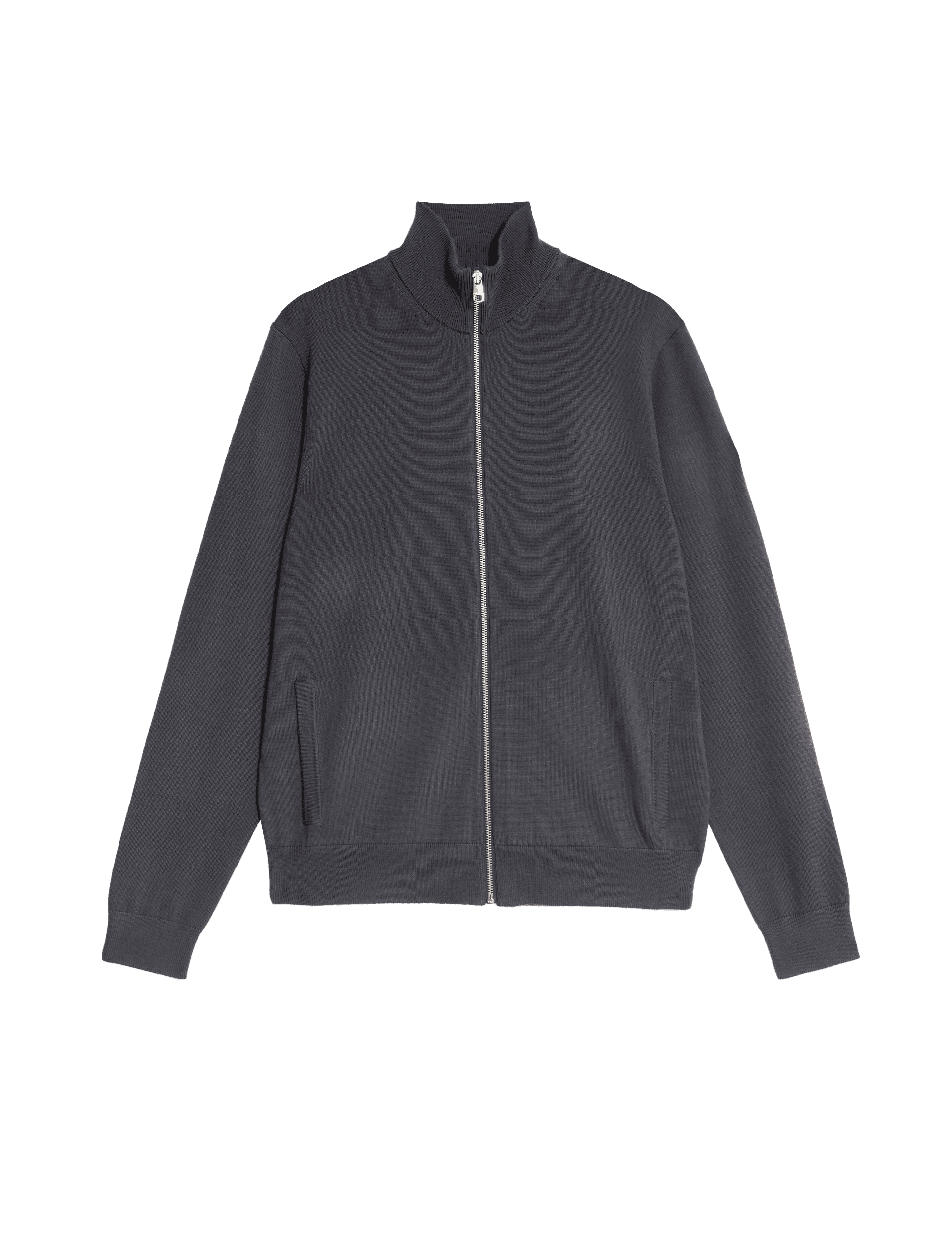 Autograph Men's Pure Extra Fine Merino Wool Zip Up Jumper - LREG - Dark Pewter, Dark Pewter,Smokey G