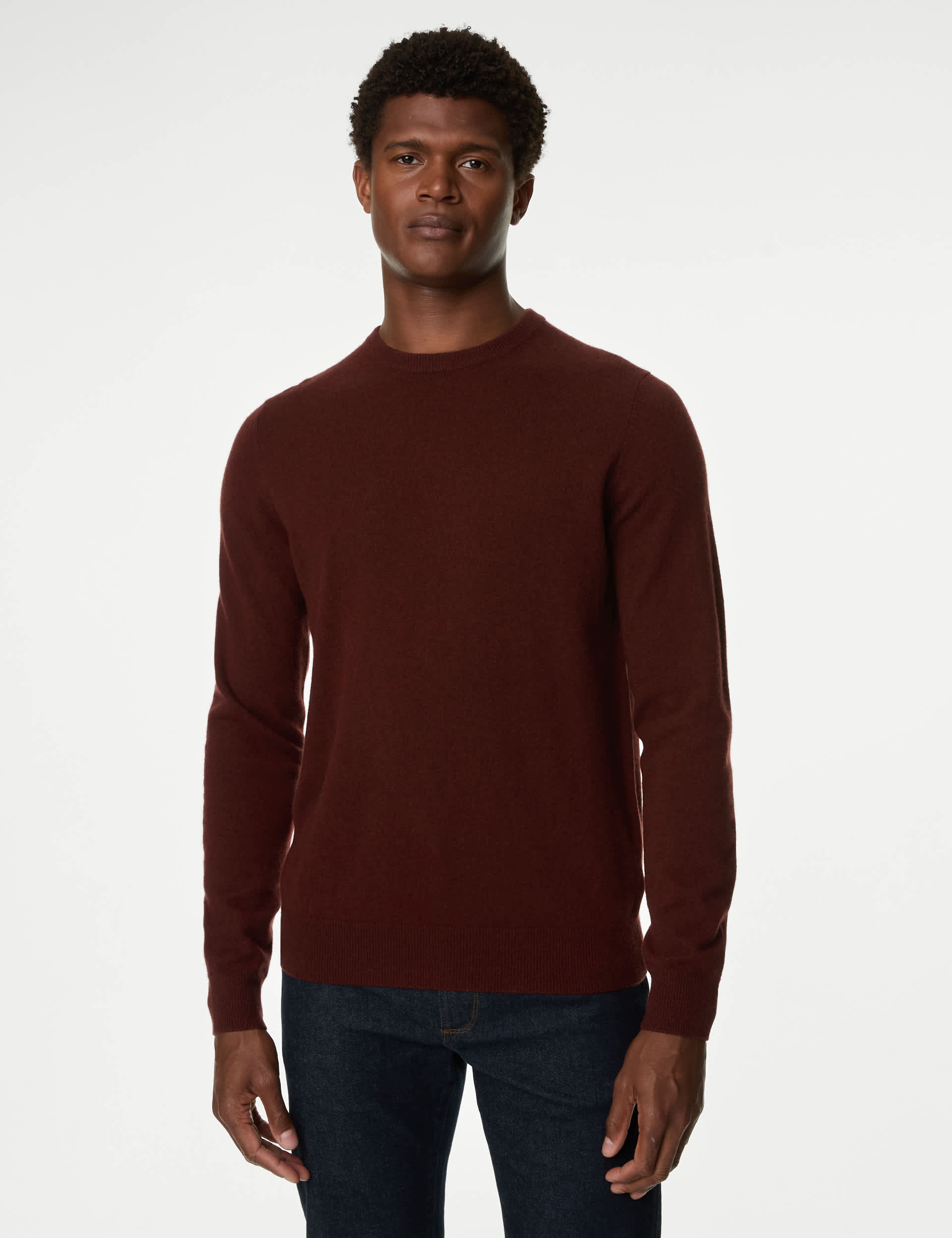 Autograph Men's Pure Cashmere Crew Neck Jumper - LREG - Claret, Black,Navy,Light Grey,Smokey Blue,Ca