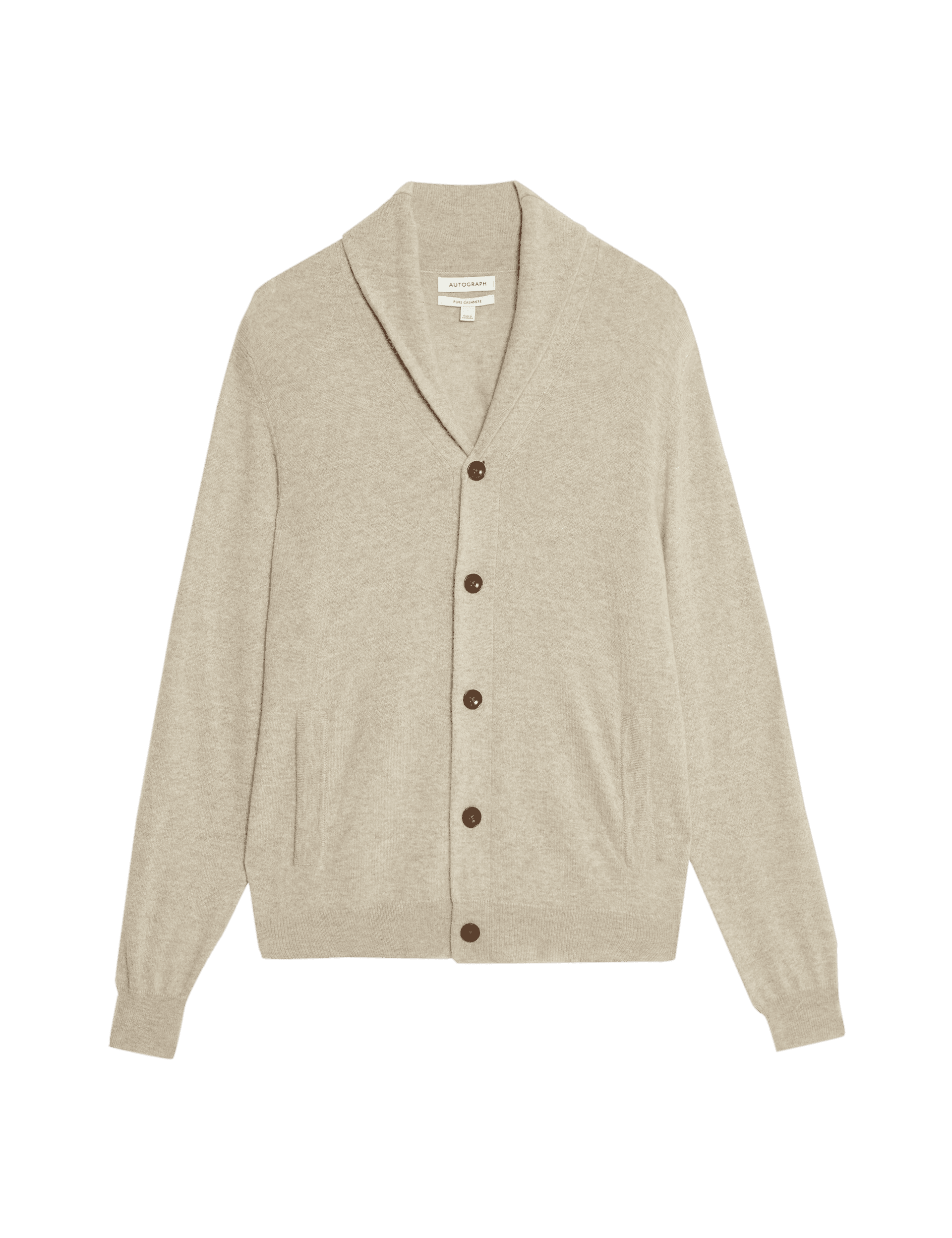 Autograph Men's Pure Cashmere Shawl Collar Cardigan - LREG - Natural, Dark Navy,Natural