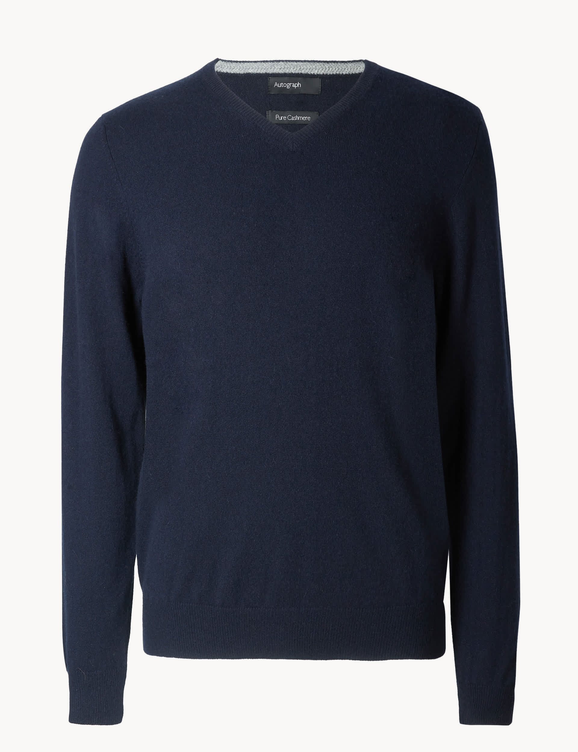 Autograph Men's Pure Cashmere V-Neck Jumper - XS - Midnight Navy, Midnight Navy