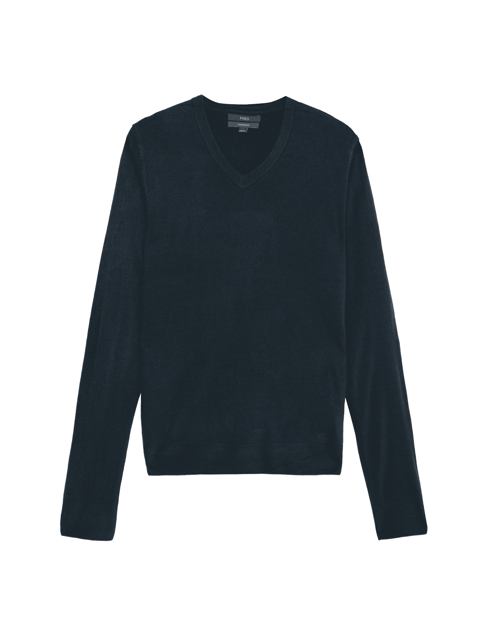 M&S Collection Men's Cashmilon V-Neck Jumper - LREG - Navy, Navy,Denim,Charcoal,Black