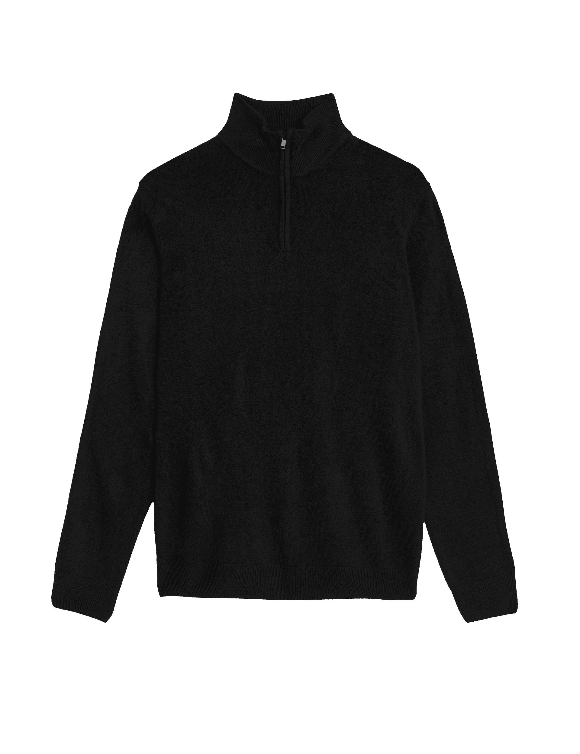 M&S Collection Men's Cashmilon High Neck Half Zip Jumper - XLREG - Black, Black