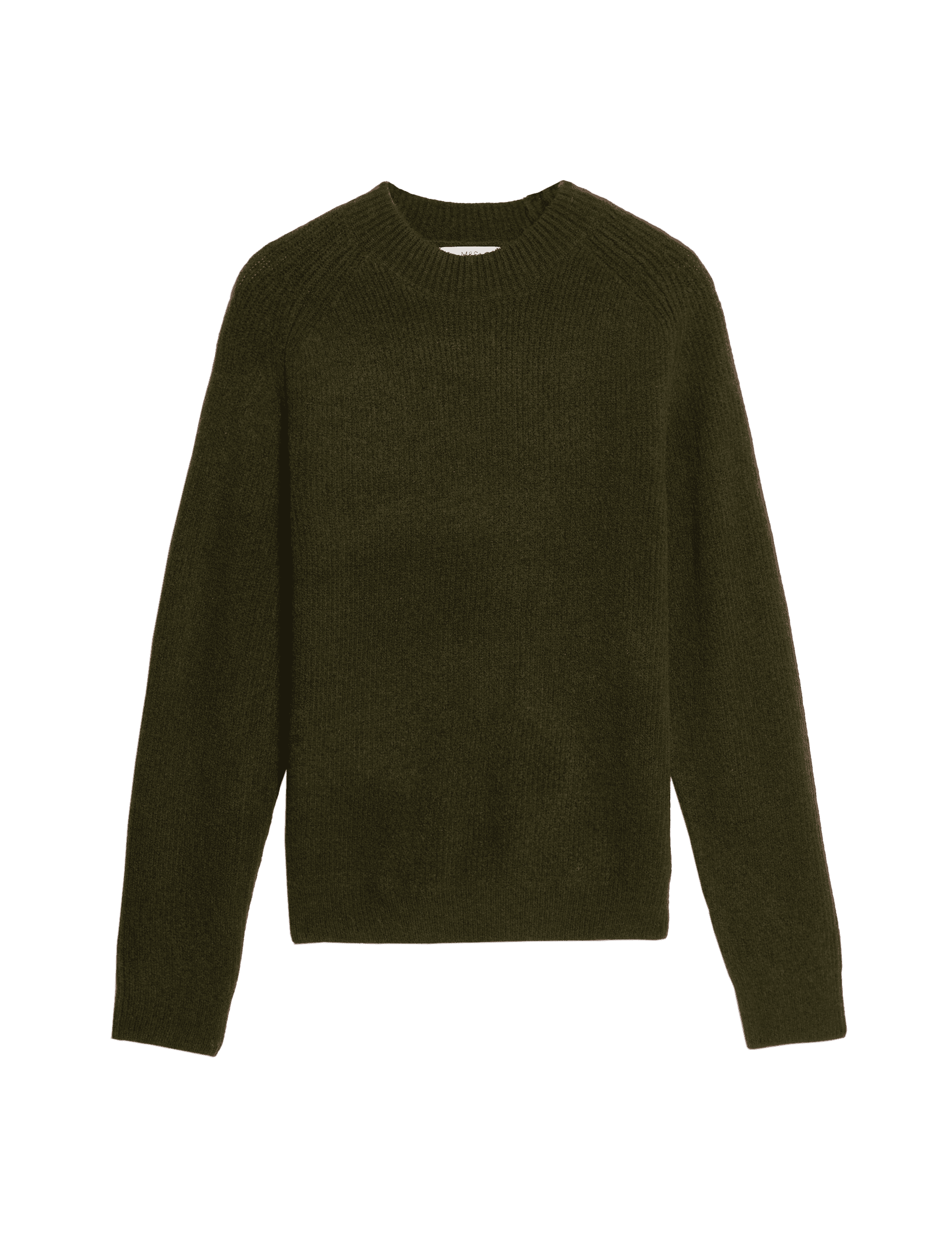 M&S Collection Men's Supersoft High Neck Jumper with Wool - MREG - Dark Khaki, Dark Khaki,Black,Ecru