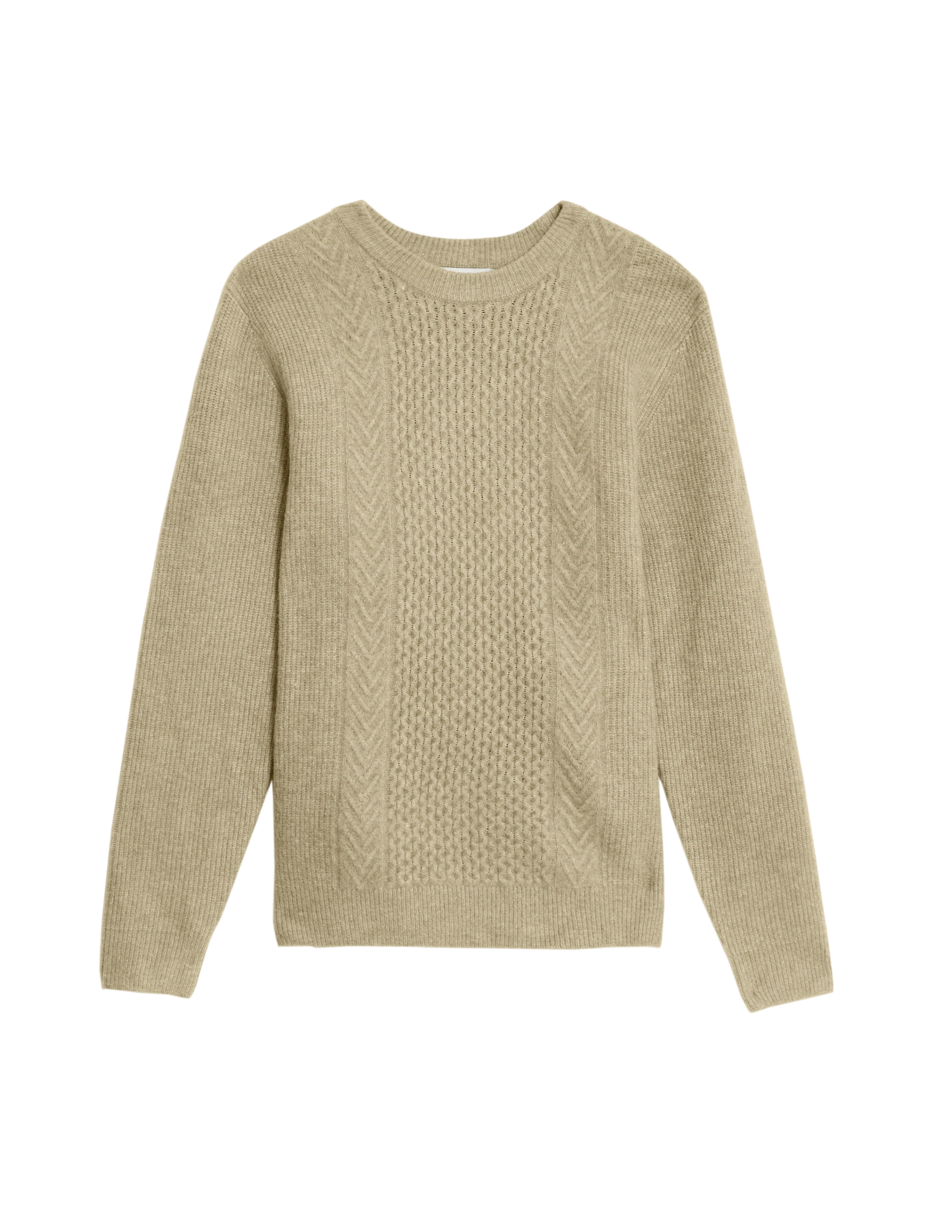 M&S Collection Men's Cable Knit Supersoft Jumper with Wool - LREG - Sand Mix, Sand Mix,Petrol Mix,Si