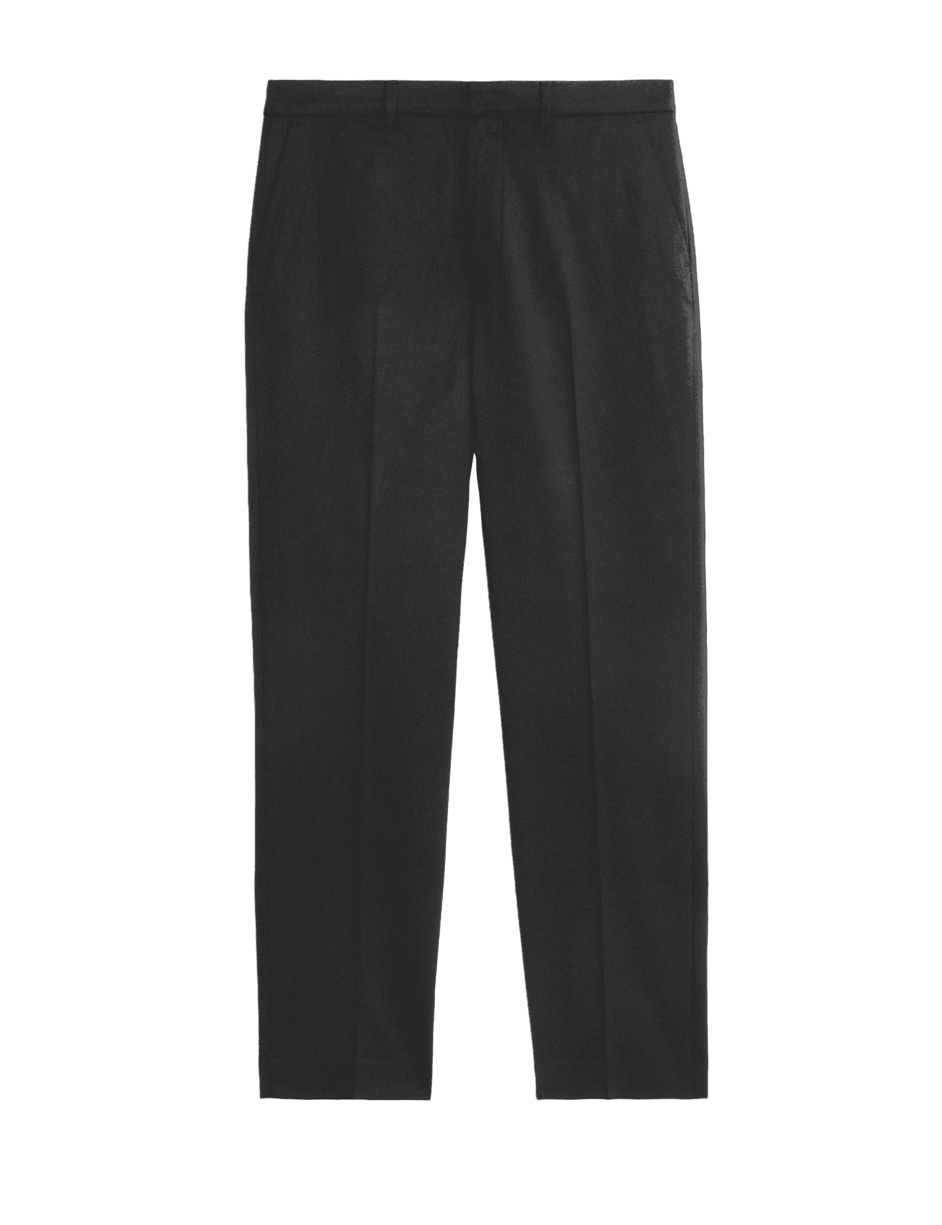 M&S Collection Men's Regular Fit Twill Stretch Smart Trousers - 36REG - Black, Black,Charcoal