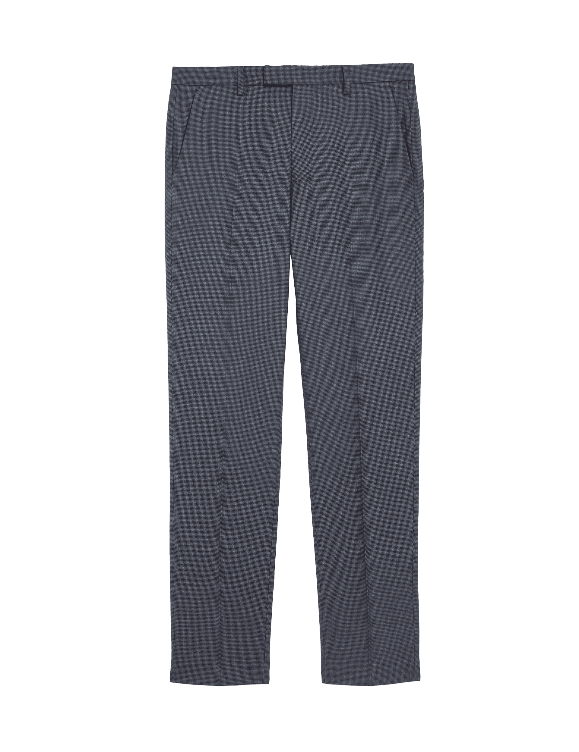 M&S Collection Men's Tailored Fit Check Trousers - 44SHT - Dark Navy, Dark Navy