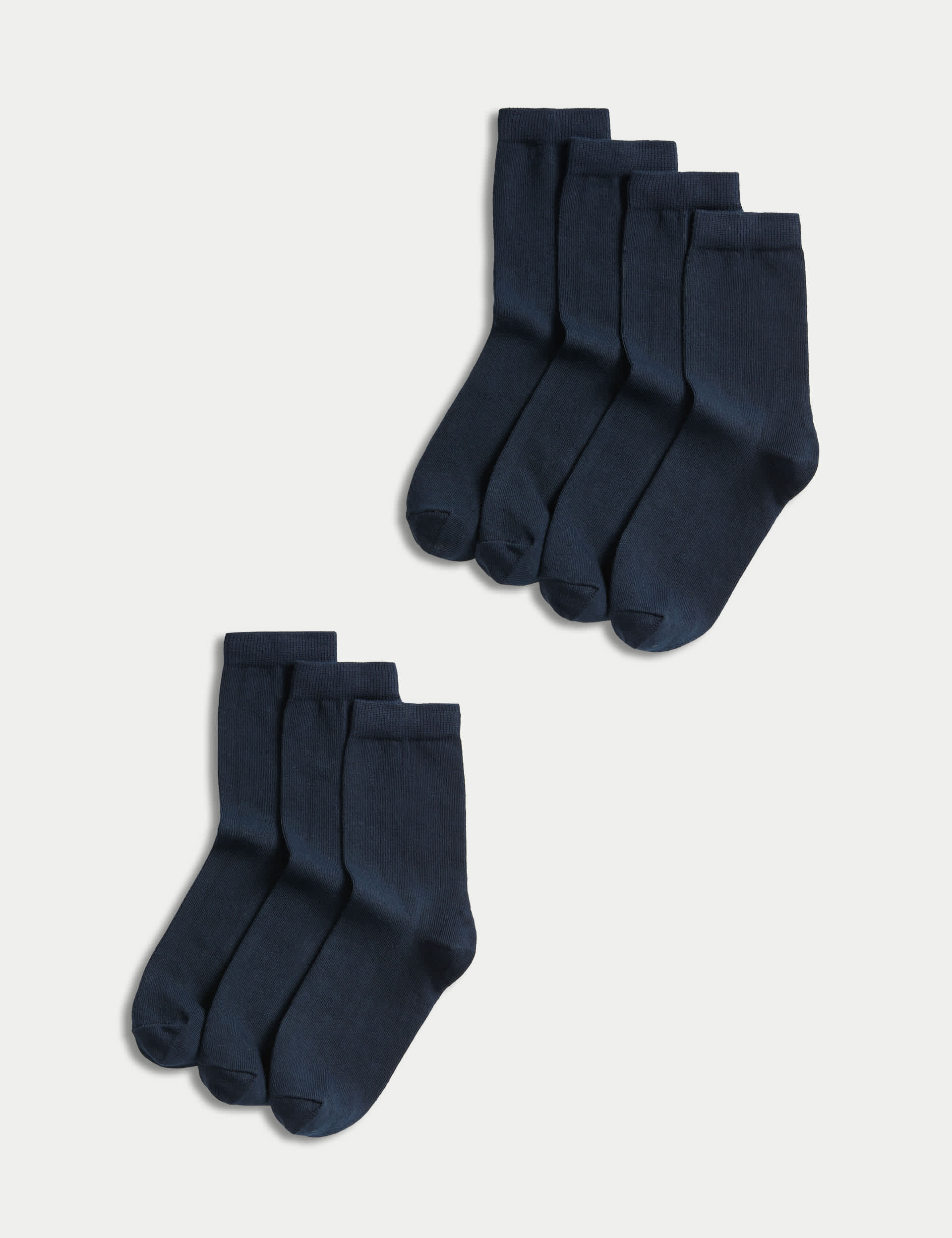 M&S 7pk of Ankle School Socks - 4-7 - Navy, Navy