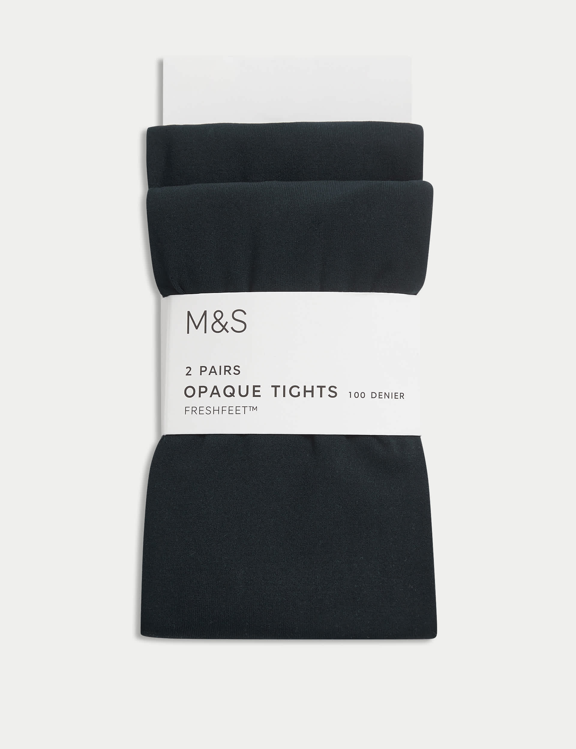 M&S Girls 2pk 100 Denier School Tights (6-14 Yrs) - 11-12 - Black, Navy,Grey,Black