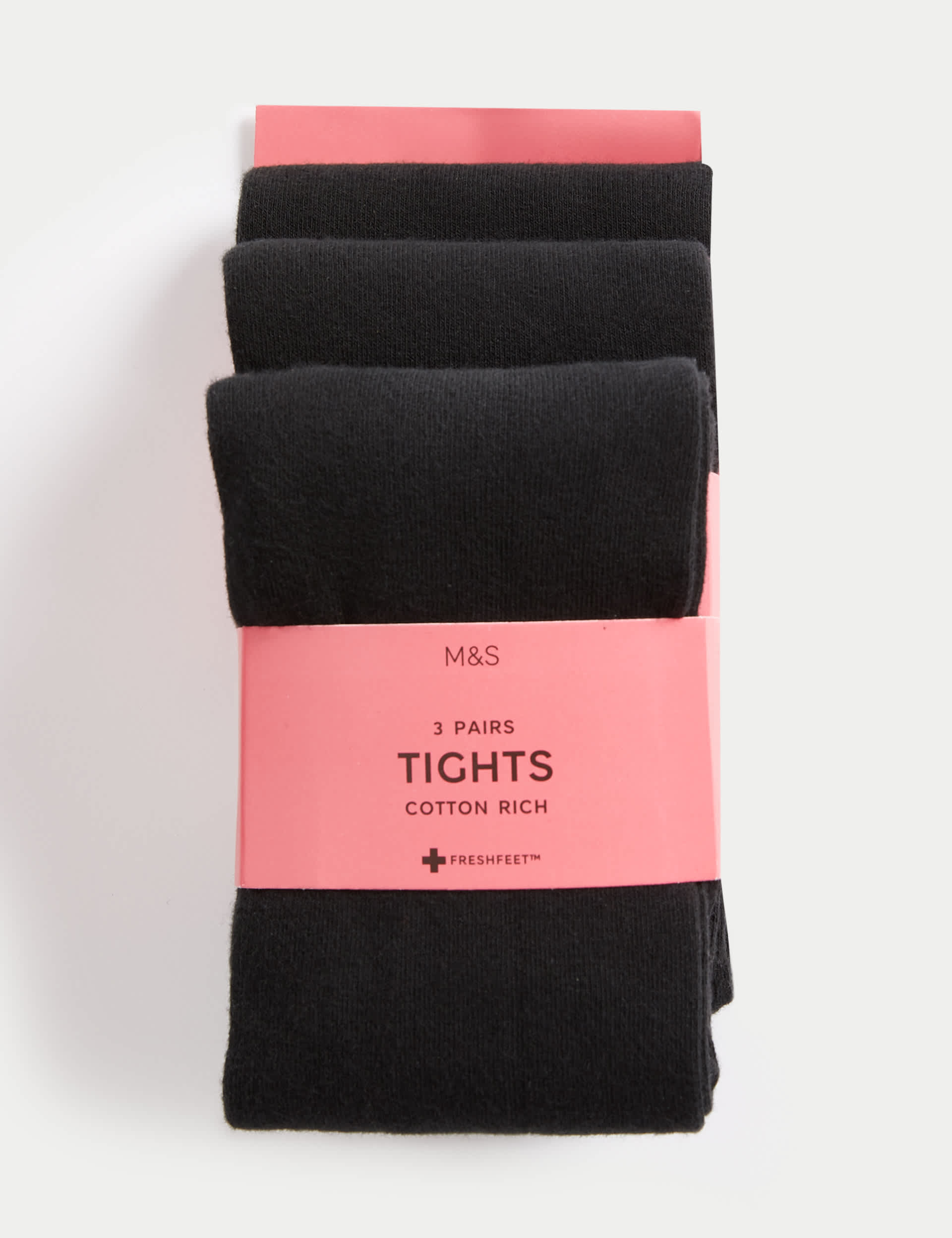 M&S Girls 3pk of School Tights (2-16 Yrs) - 9-10Y - Black, Black