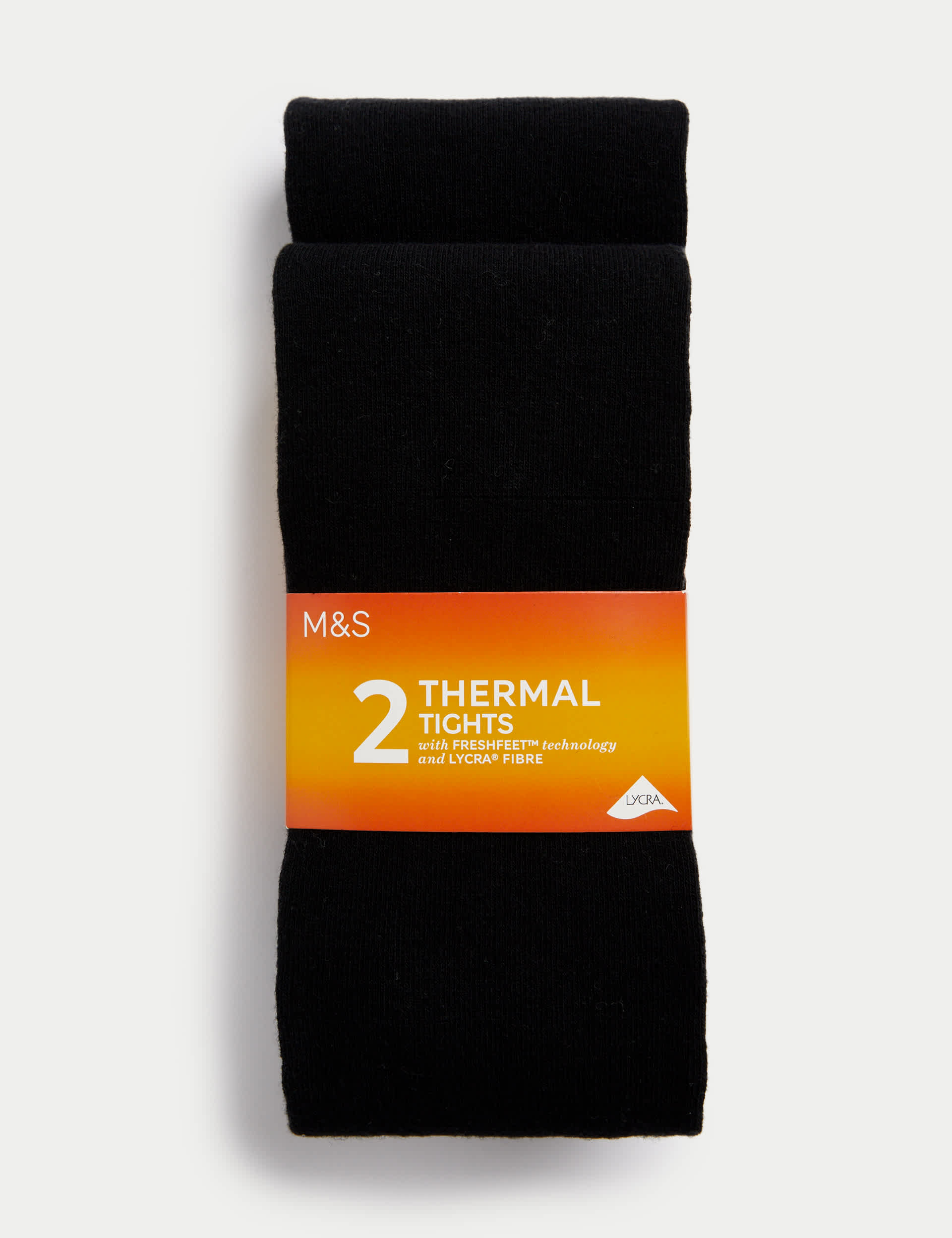 M&S Girls 2pk Cotton Blend Thermal Tights (4-14 Yrs) - 5-6 Y - Black, Black