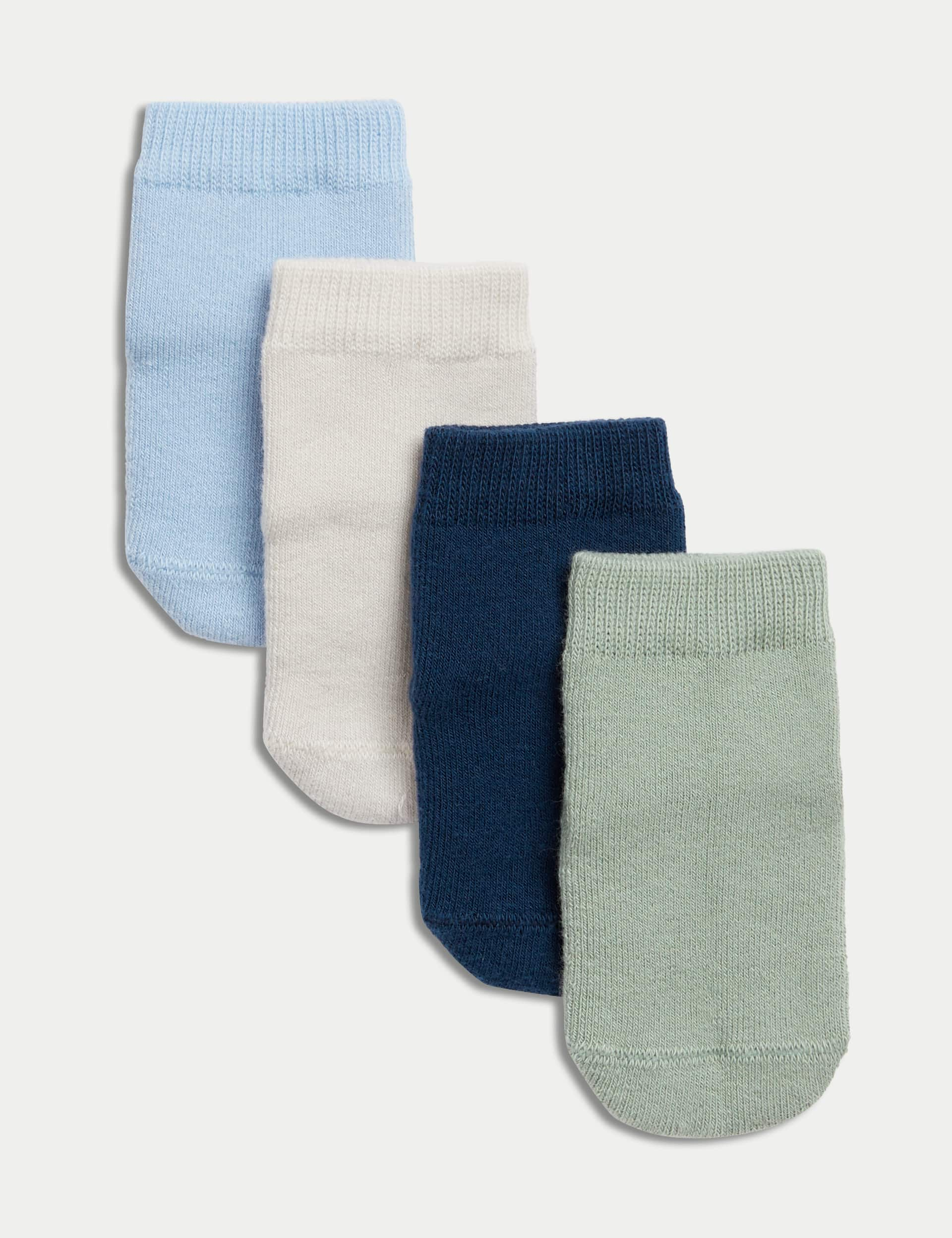 M&S 4pk Terry Baby Socks (0-24 Mths) - 0-6 - Multi, Multi