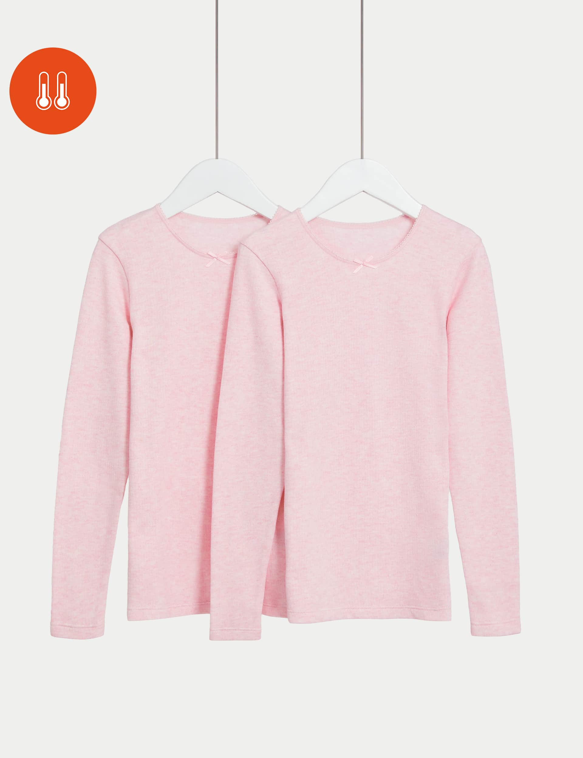 M&S Girls 2pk Heatgen Thermal Long Sleeve Vests (2-14 Yrs) - 13-14 - Pink Mix, Pink Mix